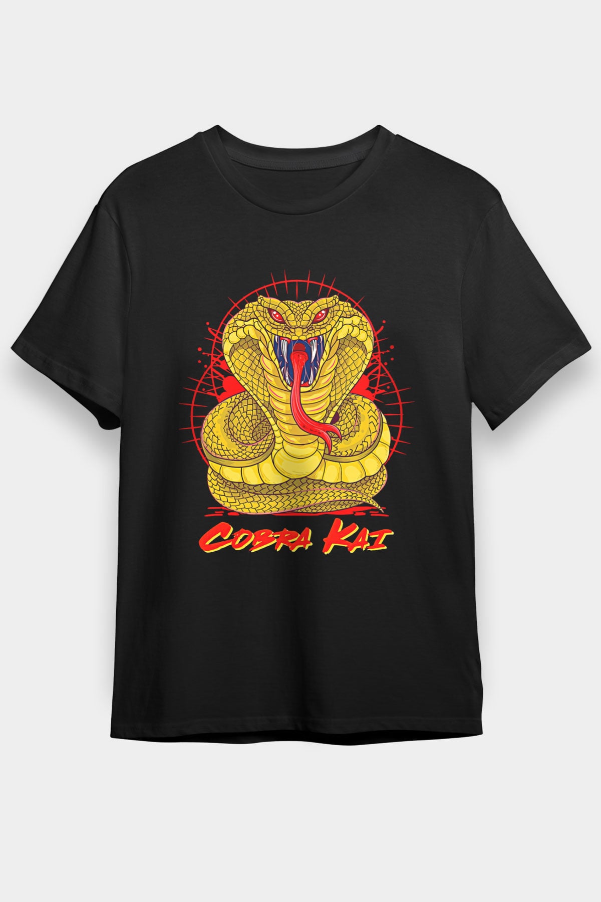 Cobra Kai Baskılı Unisex Siyah Tişört - Tshirt