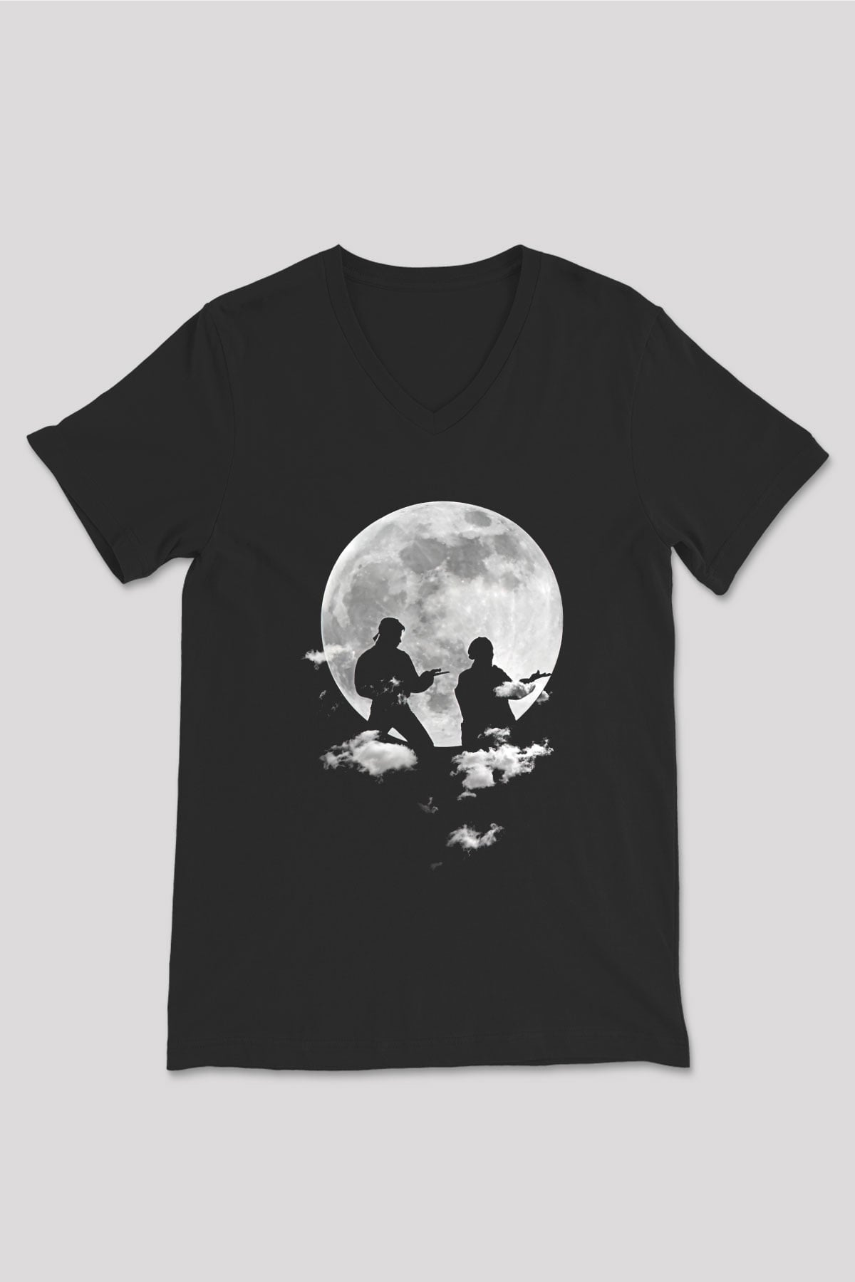 Cobra Kai Baskılı Unisex Siyah V Yaka Tişört - Tshirt