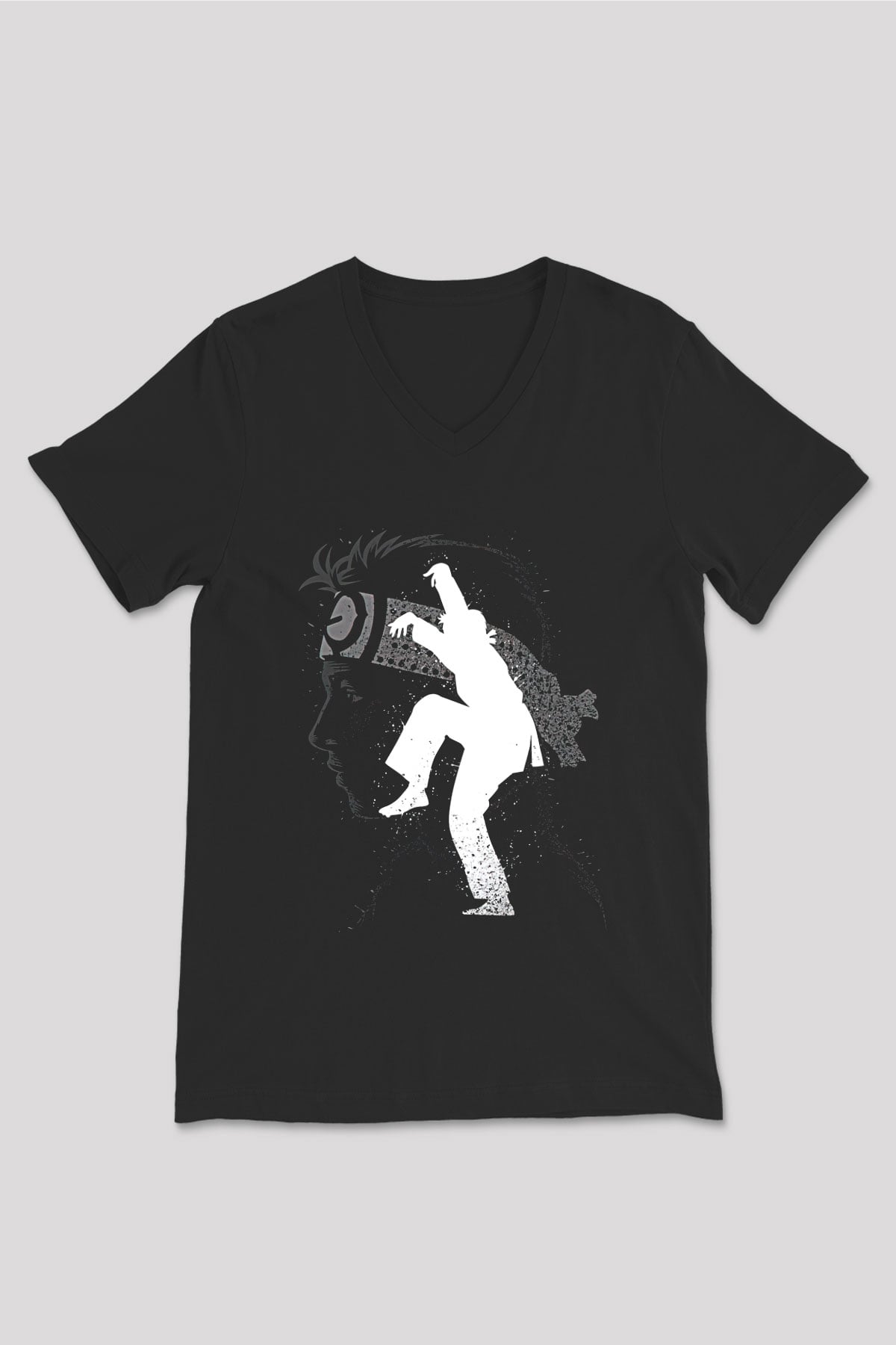 Cobra Kai Baskılı Unisex Siyah V Yaka Tişört - Tshirt