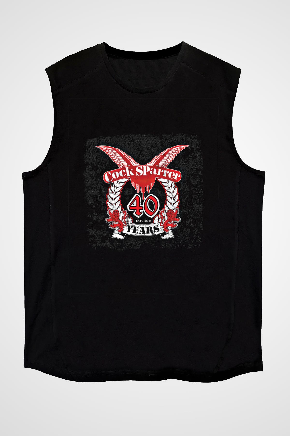 Cock Sparrer Baskılı Unisex Siyah Kolsuz Tişört