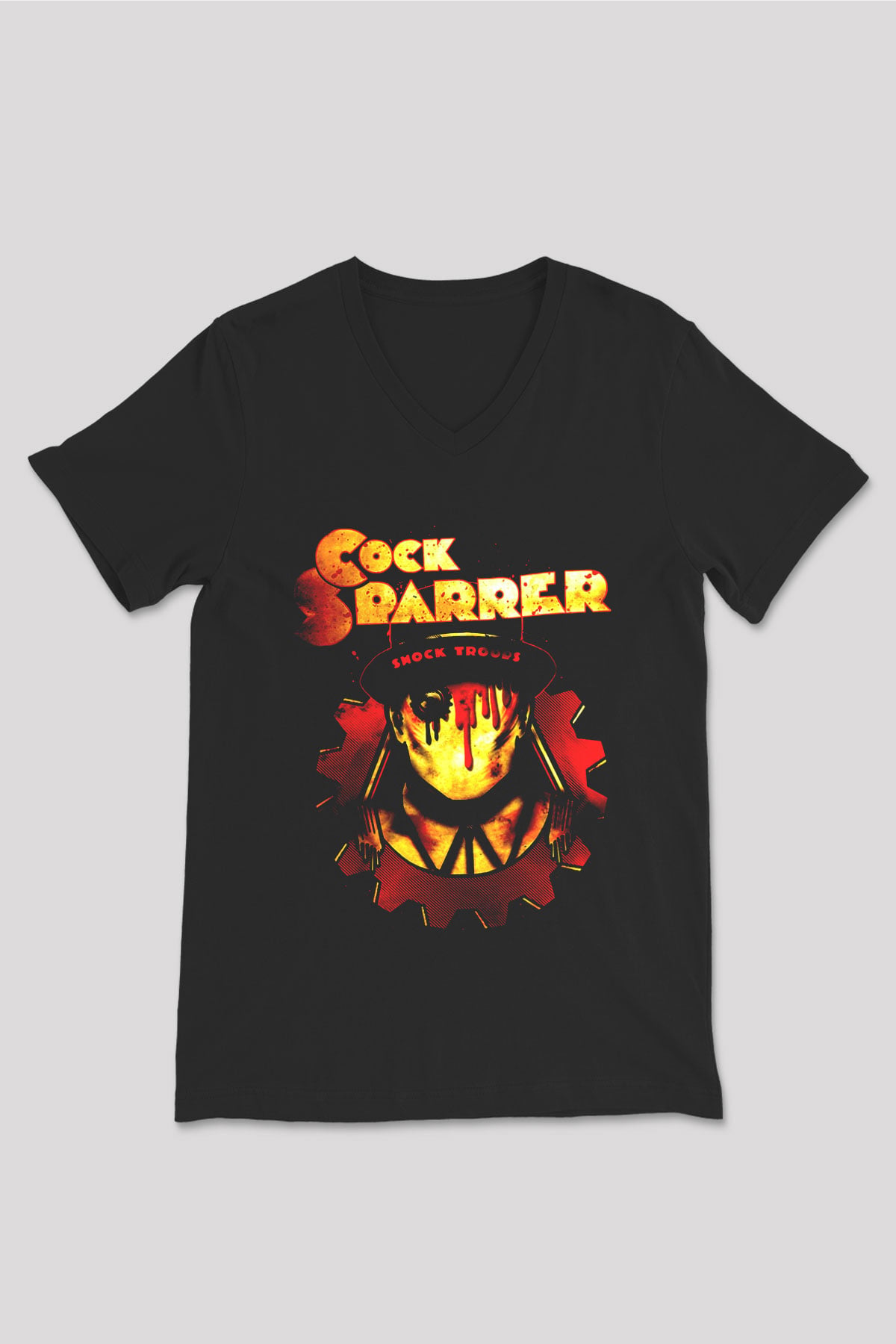 Cock Sparrer Siyah Unisex V Yaka Tişört