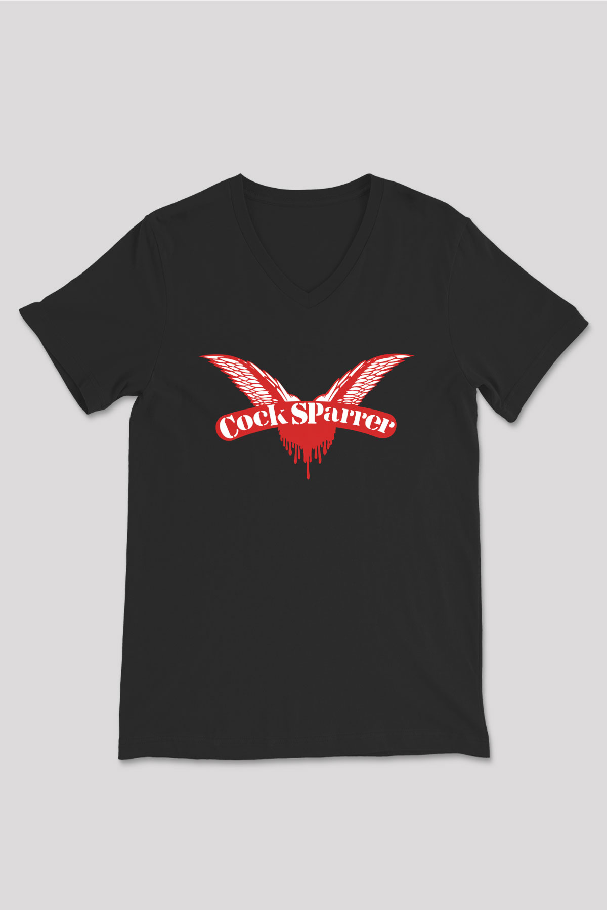 Cock Sparrer Siyah Unisex V Yaka Tişört T-Shirt