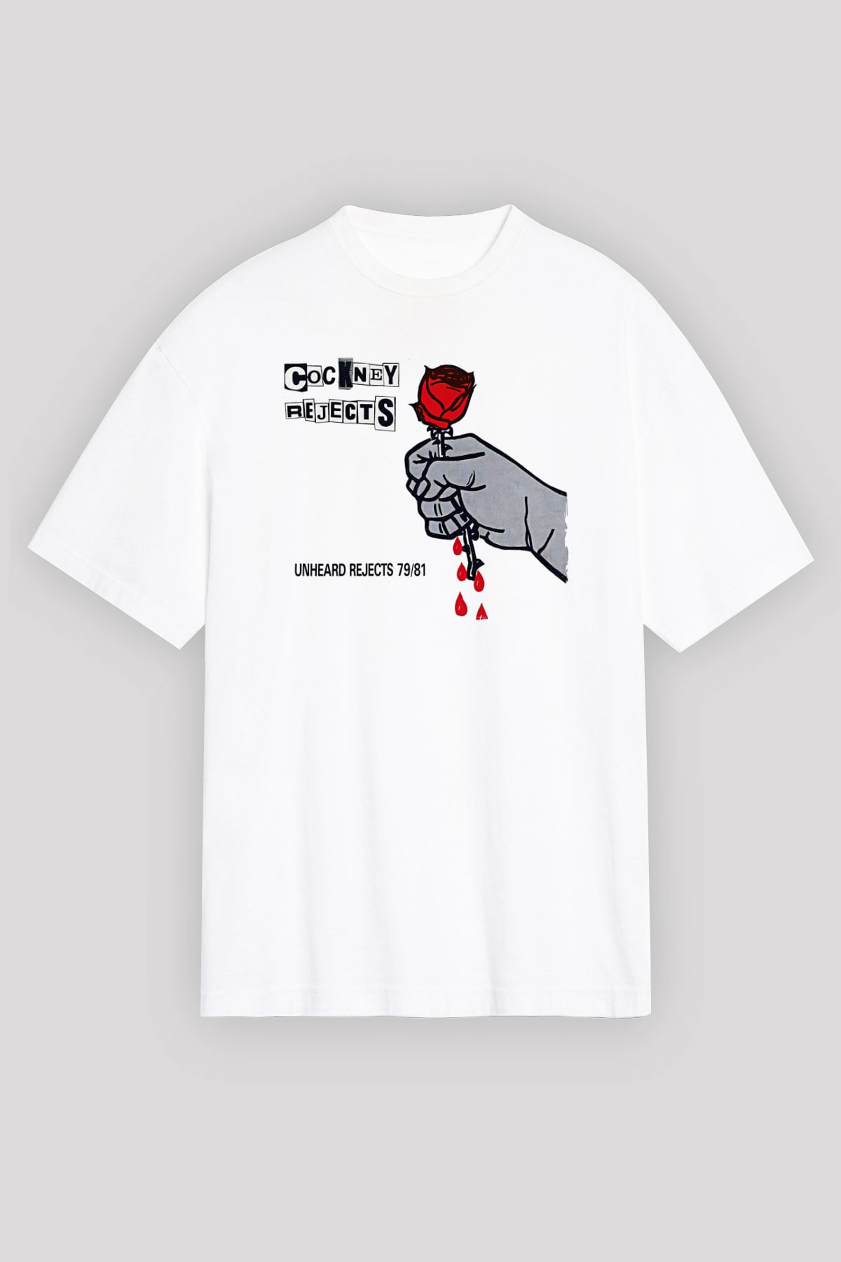 Cockney Rejects Baskılı Beyaz Unisex Oversize Tişört - Tshirt