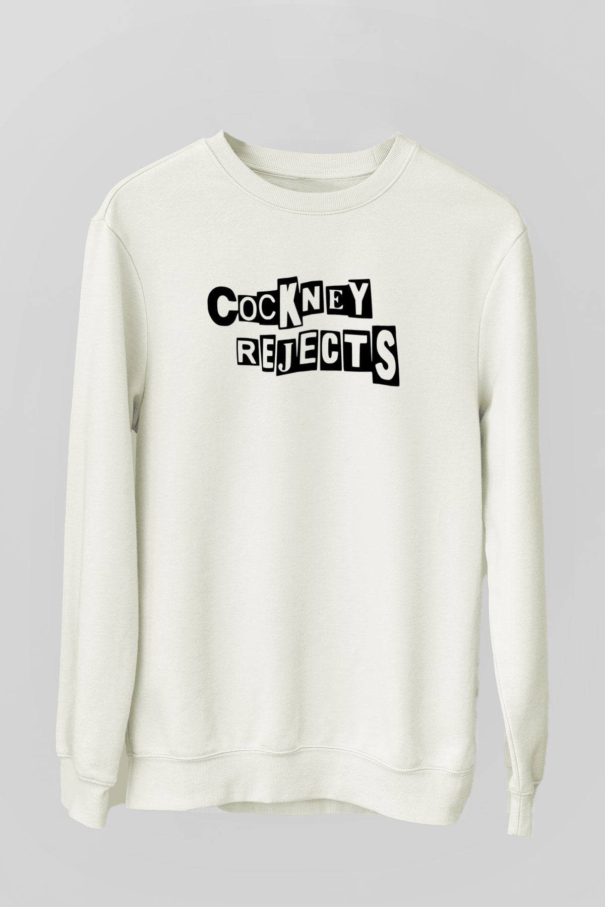 Cockney Rejects Baskılı Beyaz Unisex Sweatshirt