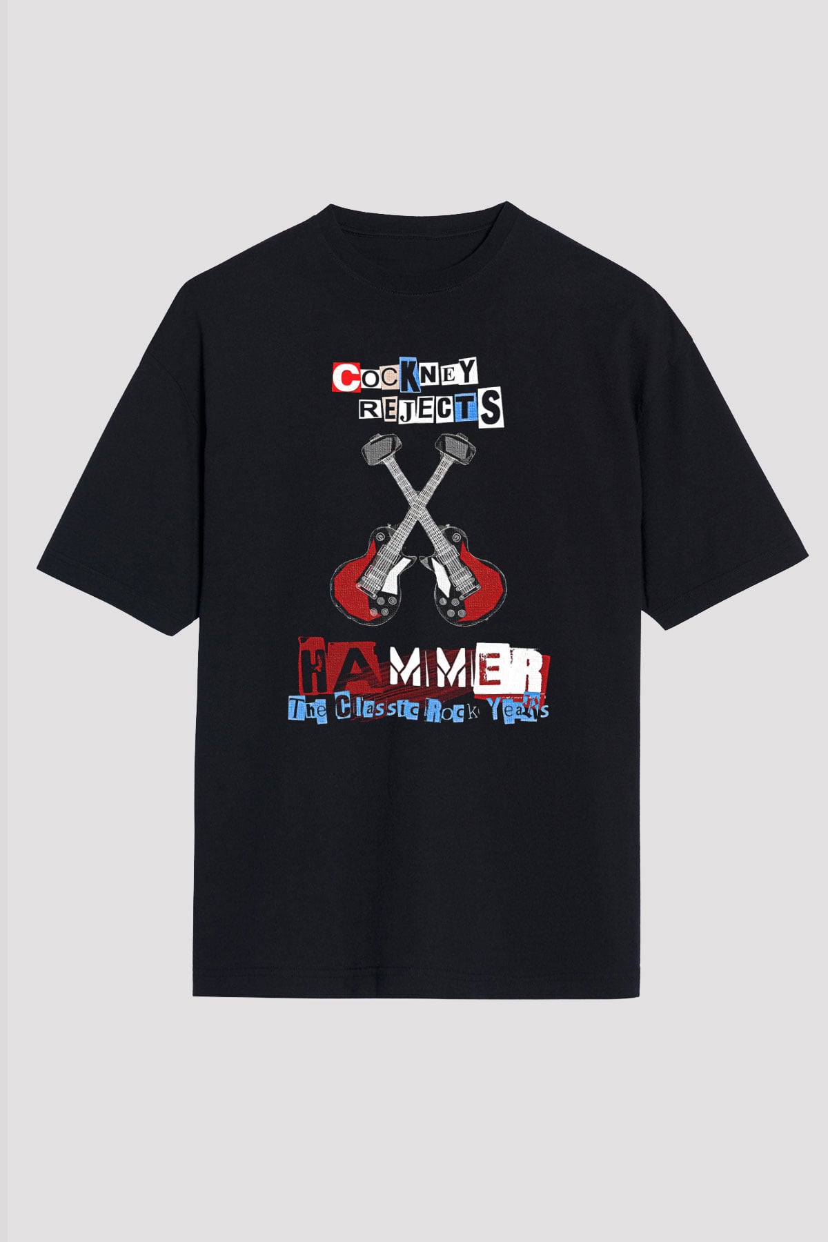 Cockney Rejects Baskılı Unisex Siyah Oversize Tişört - Tshirt