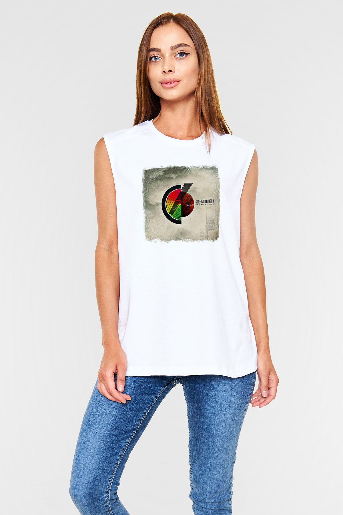 Coheed and Cambria Baskılı Unisex Beyaz Kolsuz Tişört