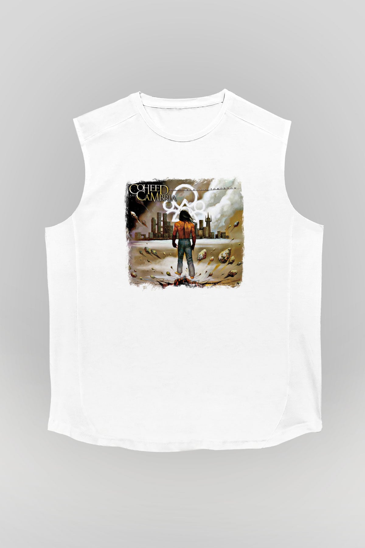 Coheed and Cambria Baskılı Unisex Beyaz Kolsuz Tişört
