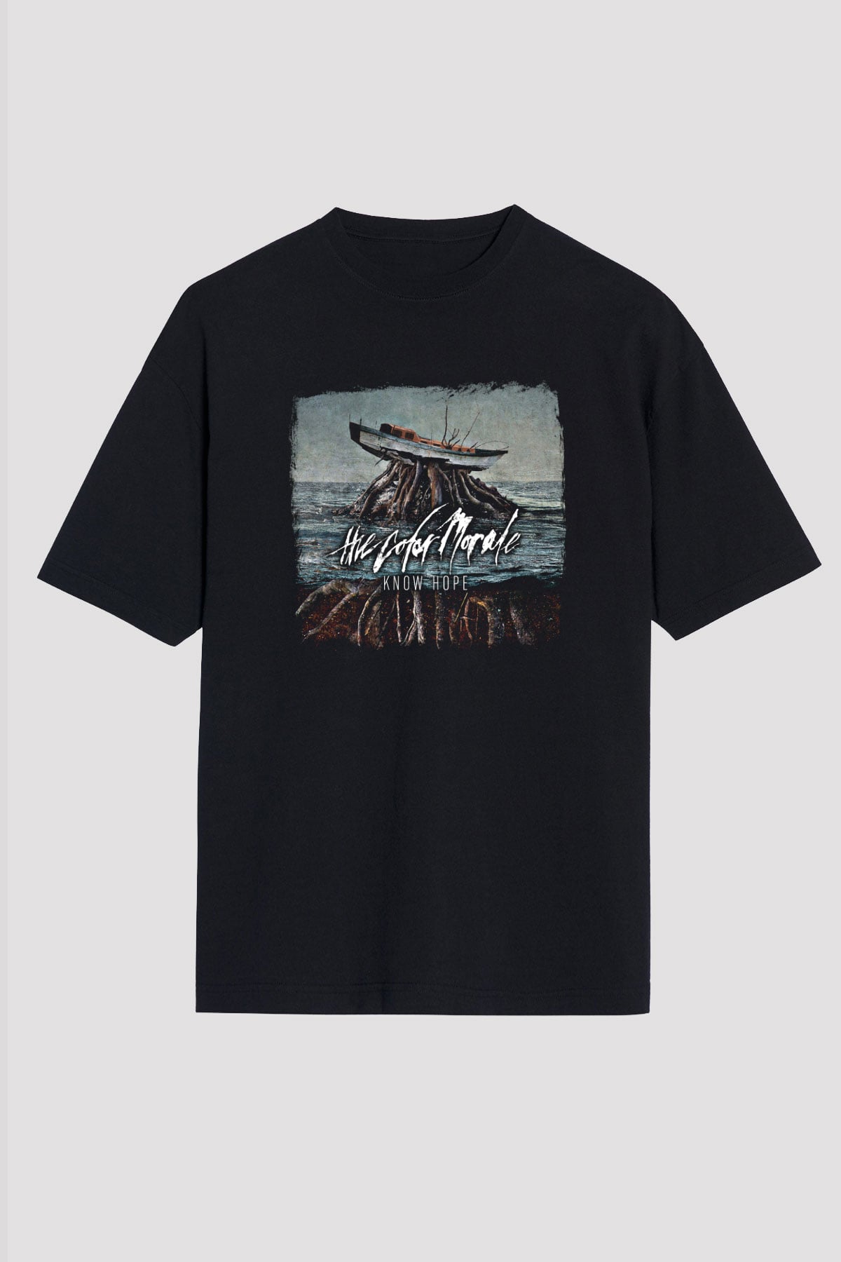 Color Morale Baskılı Unisex Siyah Oversize Tişört