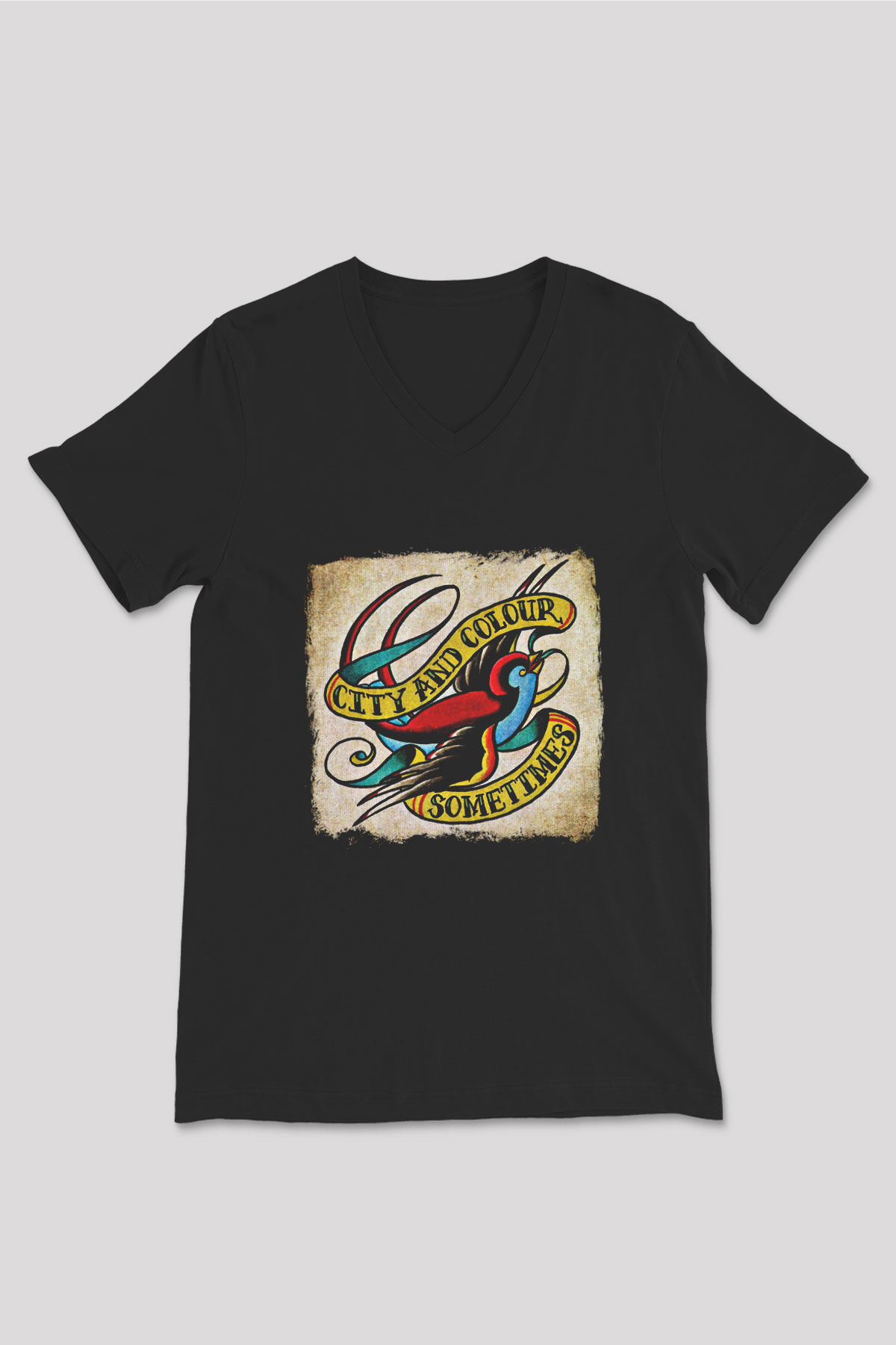 Color of Violence Baskılı Unisex Siyah V Yaka Tişört
