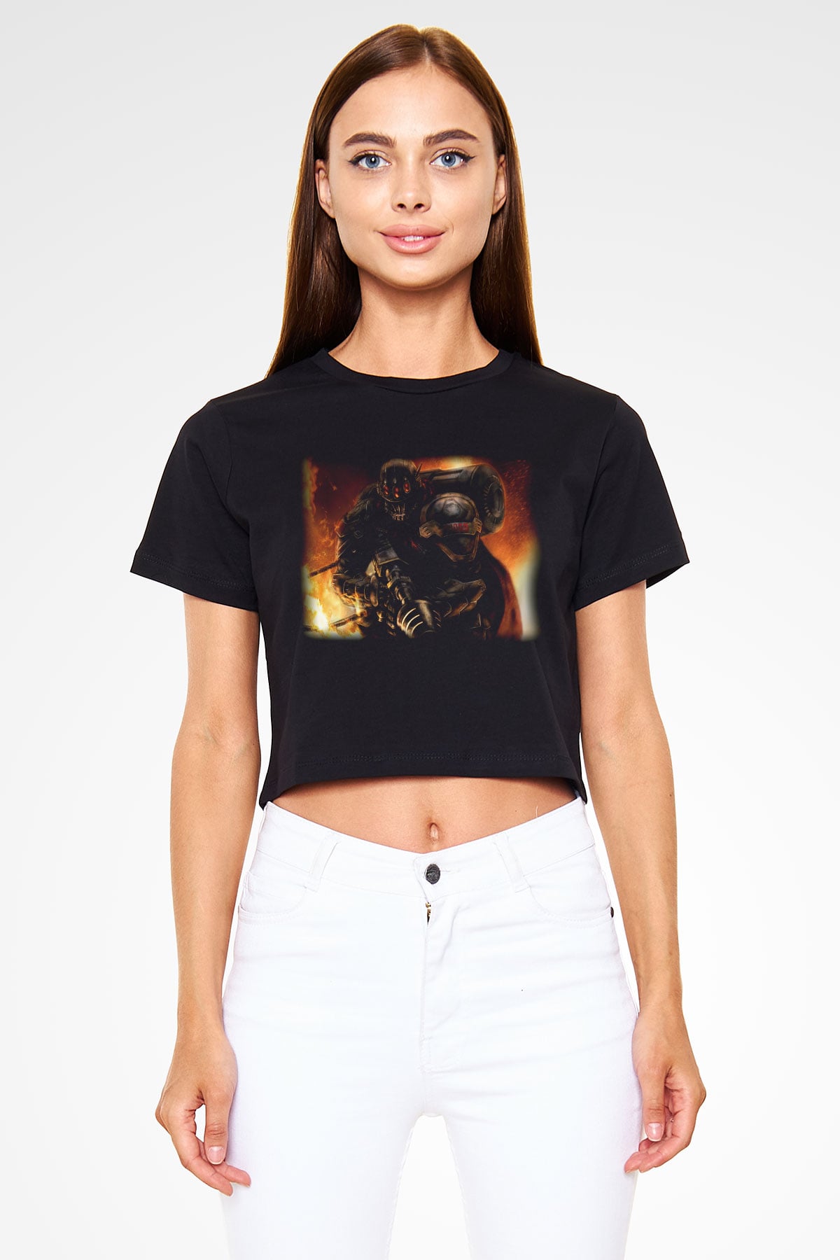 Command and Conquer Siyah Crop Top Tişört