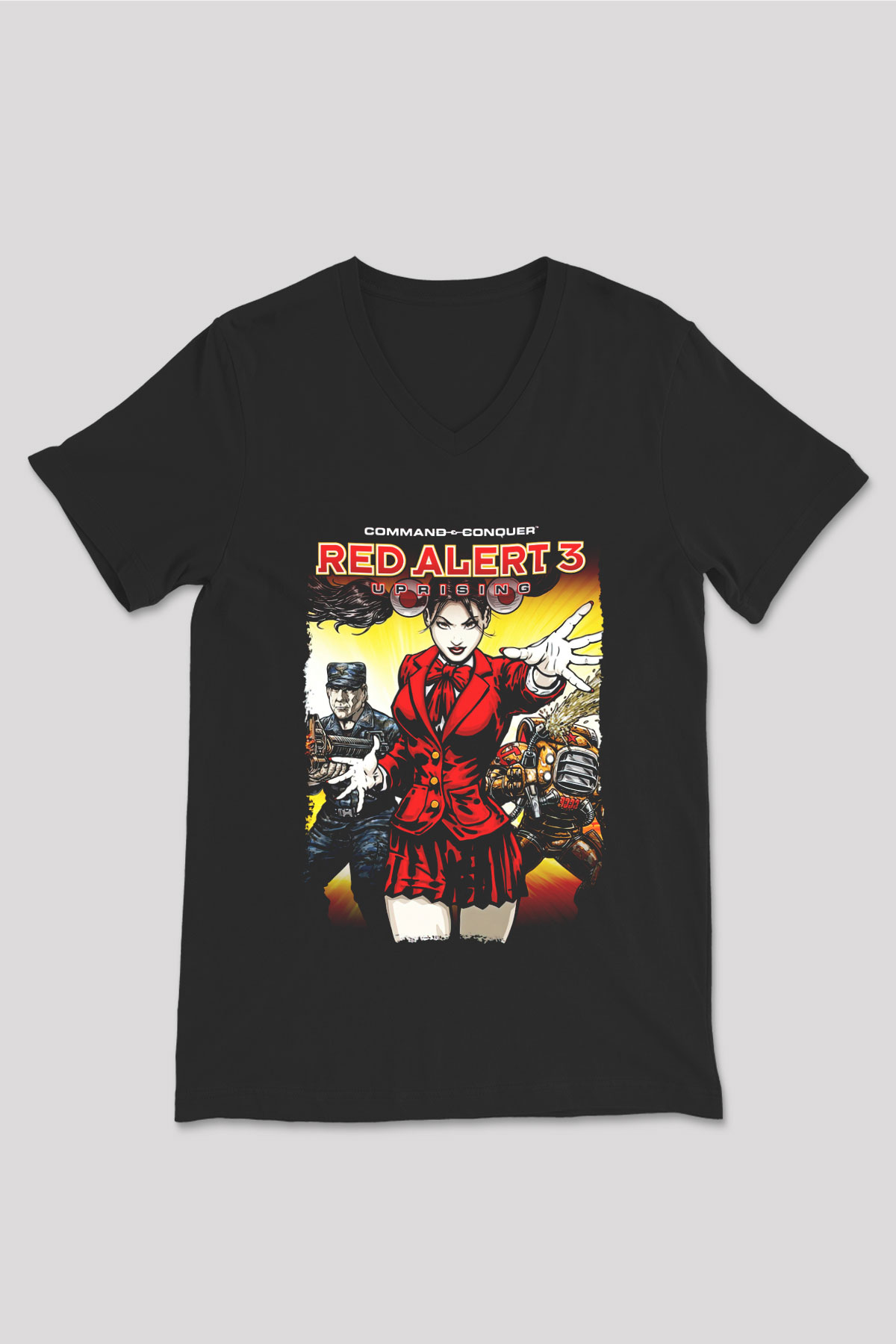 Command and Conquer Siyah Unisex V Yaka Tişört