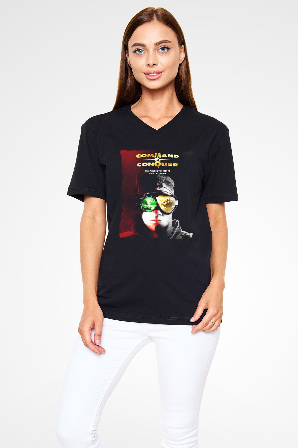 Command and Conquer Siyah Unisex V Yaka Tişört