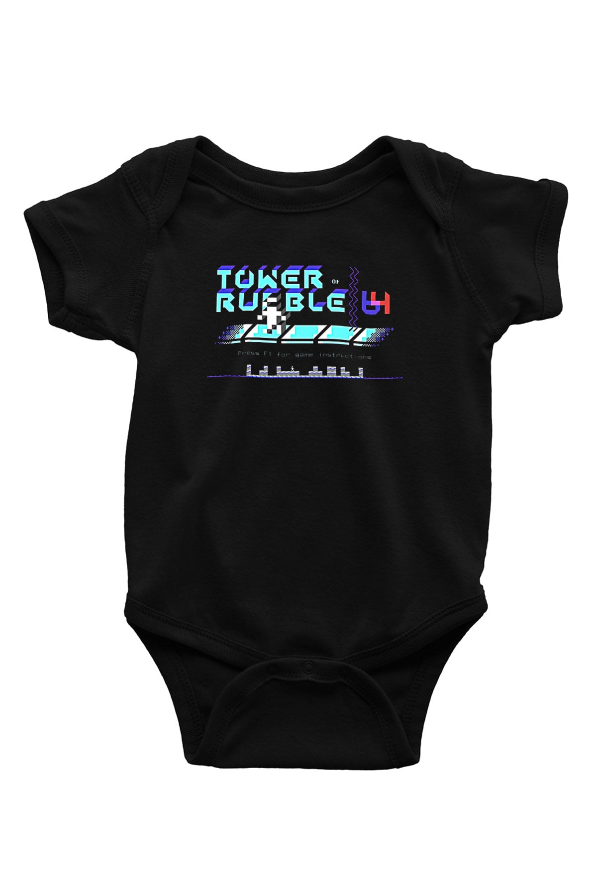 Commodore 64 Baskılı Unisex Siyah Bebek Body - Zıbın