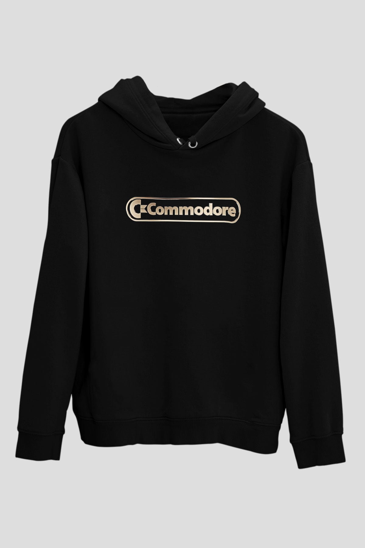 Commodore 64 Baskılı Unisex Siyah Kapüşonlu Sweatshirt