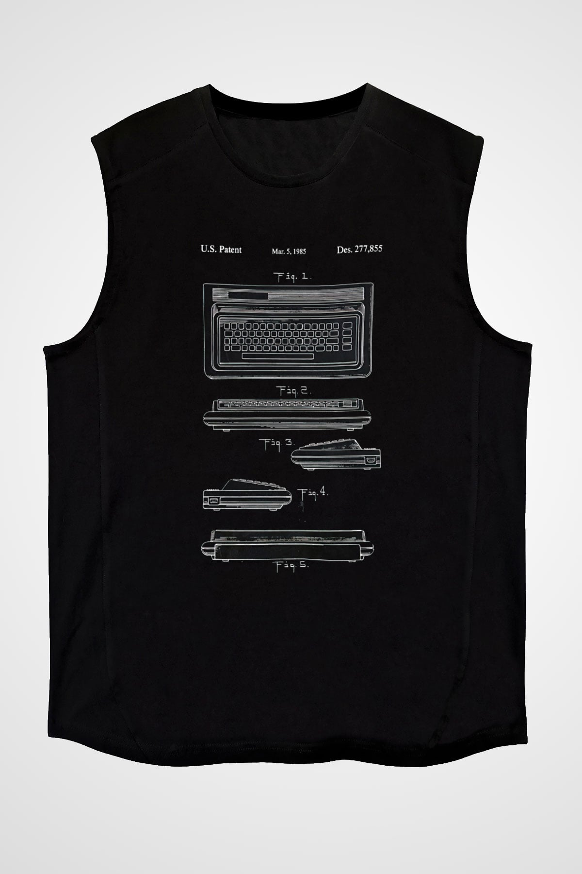 Commodore 64 Baskılı Unisex Siyah Kolsuz Tişört - Tshirt