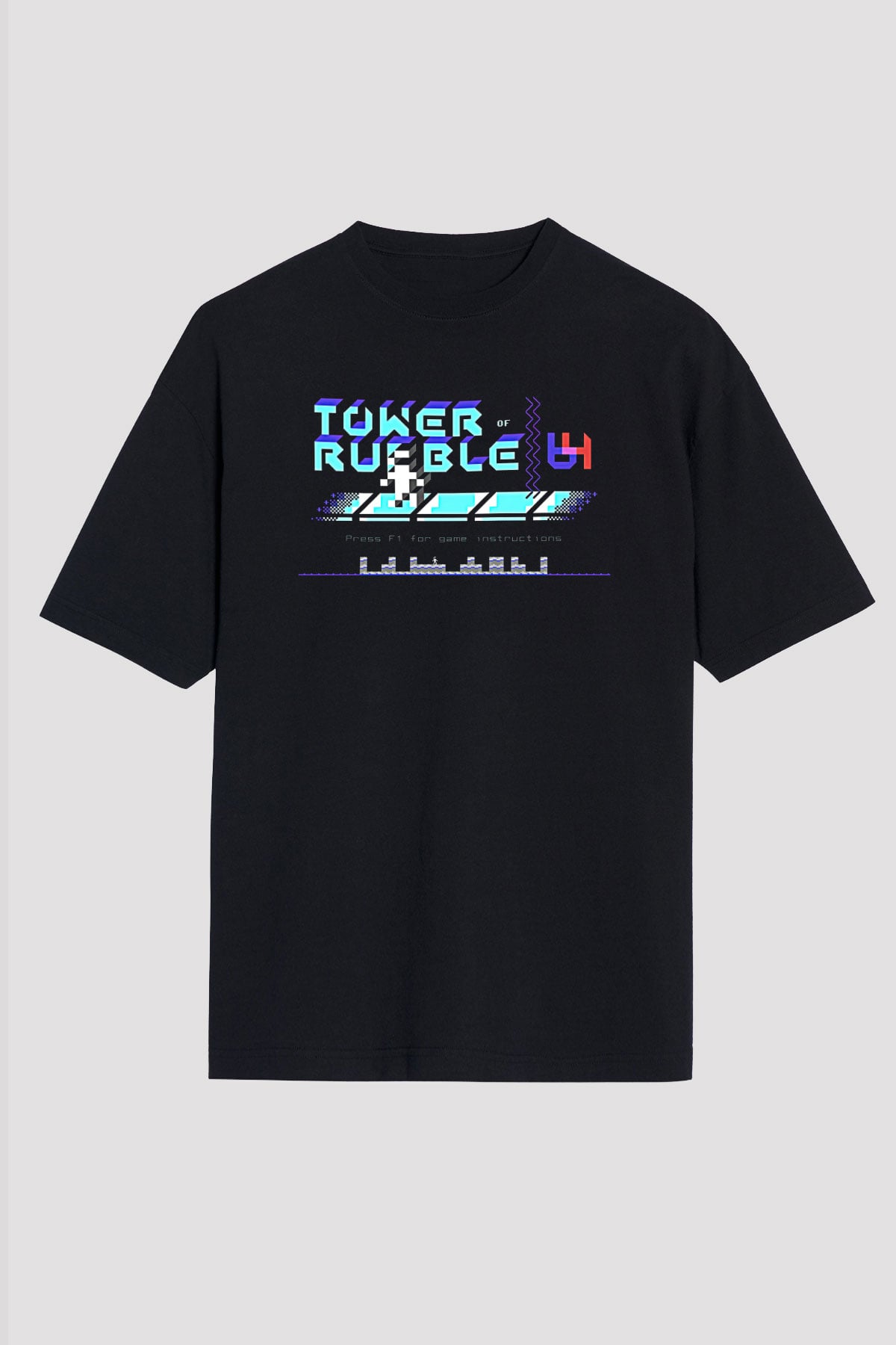 Commodore 64 Baskılı Unisex Siyah Oversize Tişört - Tshirt
