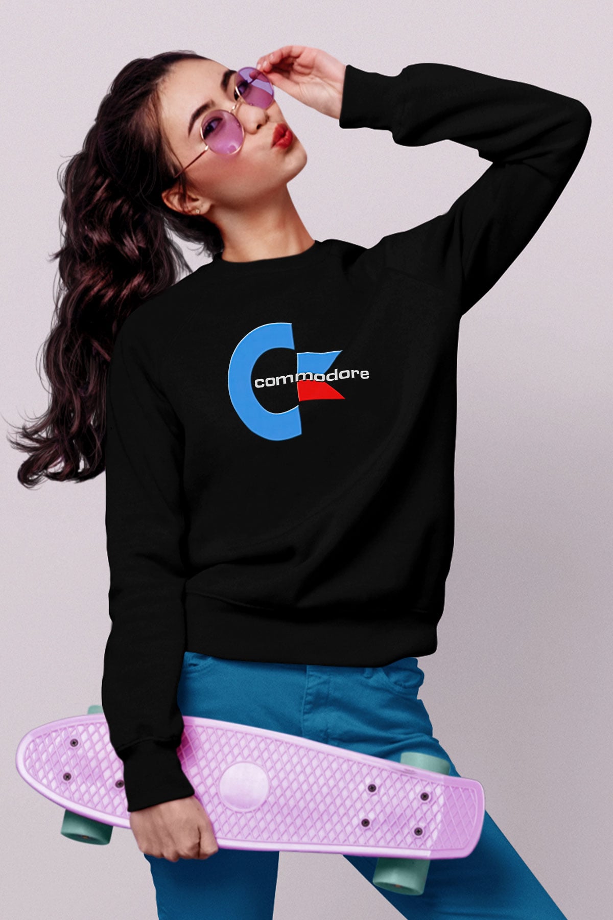 Commodore 64 Baskılı Unisex Siyah Sweatshirt