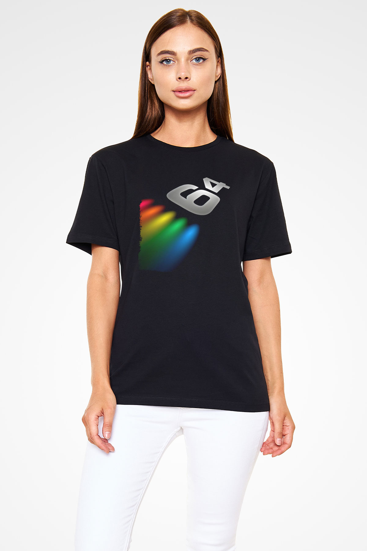 Commodore 64 Baskılı Unisex Siyah Tişört - Tshirt