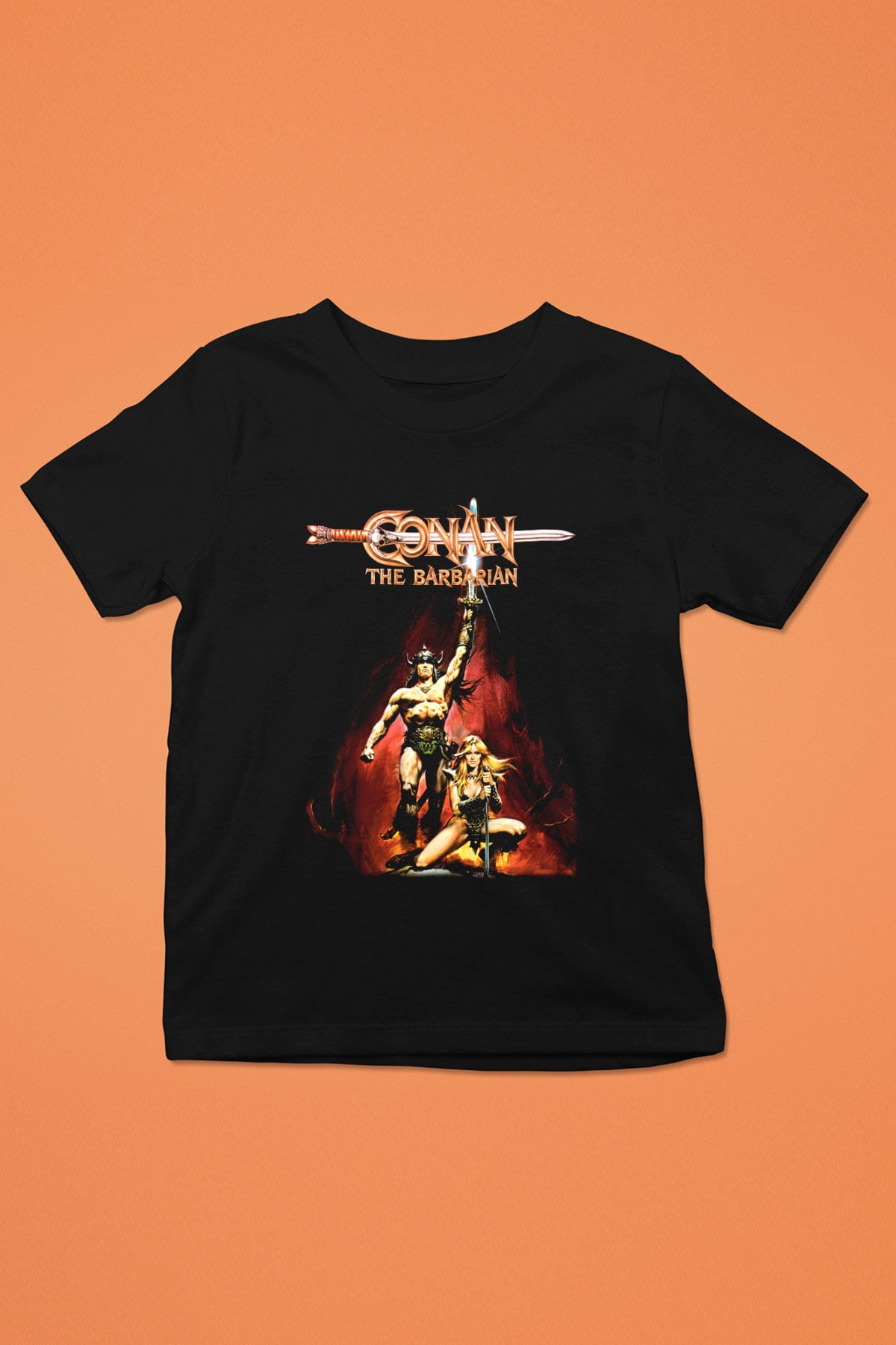 Conan The Barbarian Baskılı Siyah Unisex Çocuk Tişört