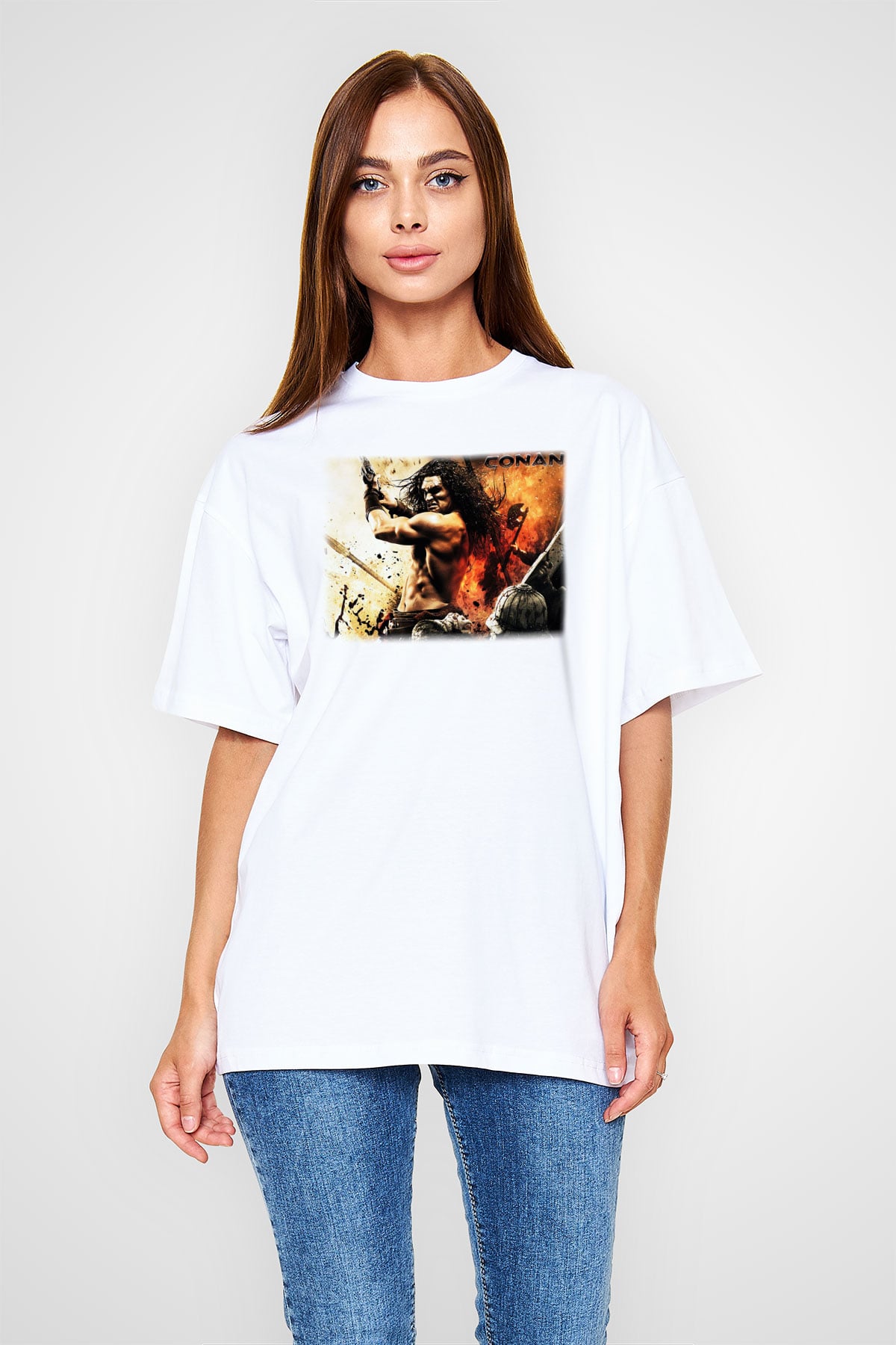 Conan the Barbarian Beyaz Unisex Oversize Tişört T-Shirt