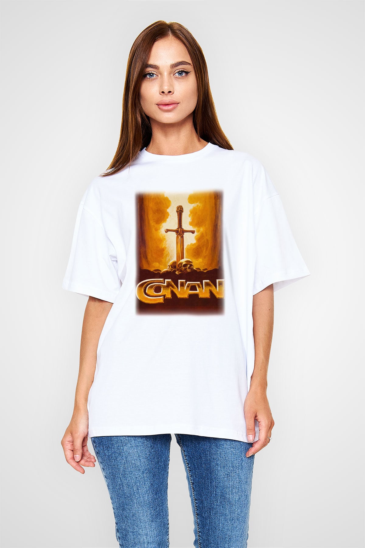 Conan the Barbarian Beyaz Unisex Oversize Tişört T-Shirt