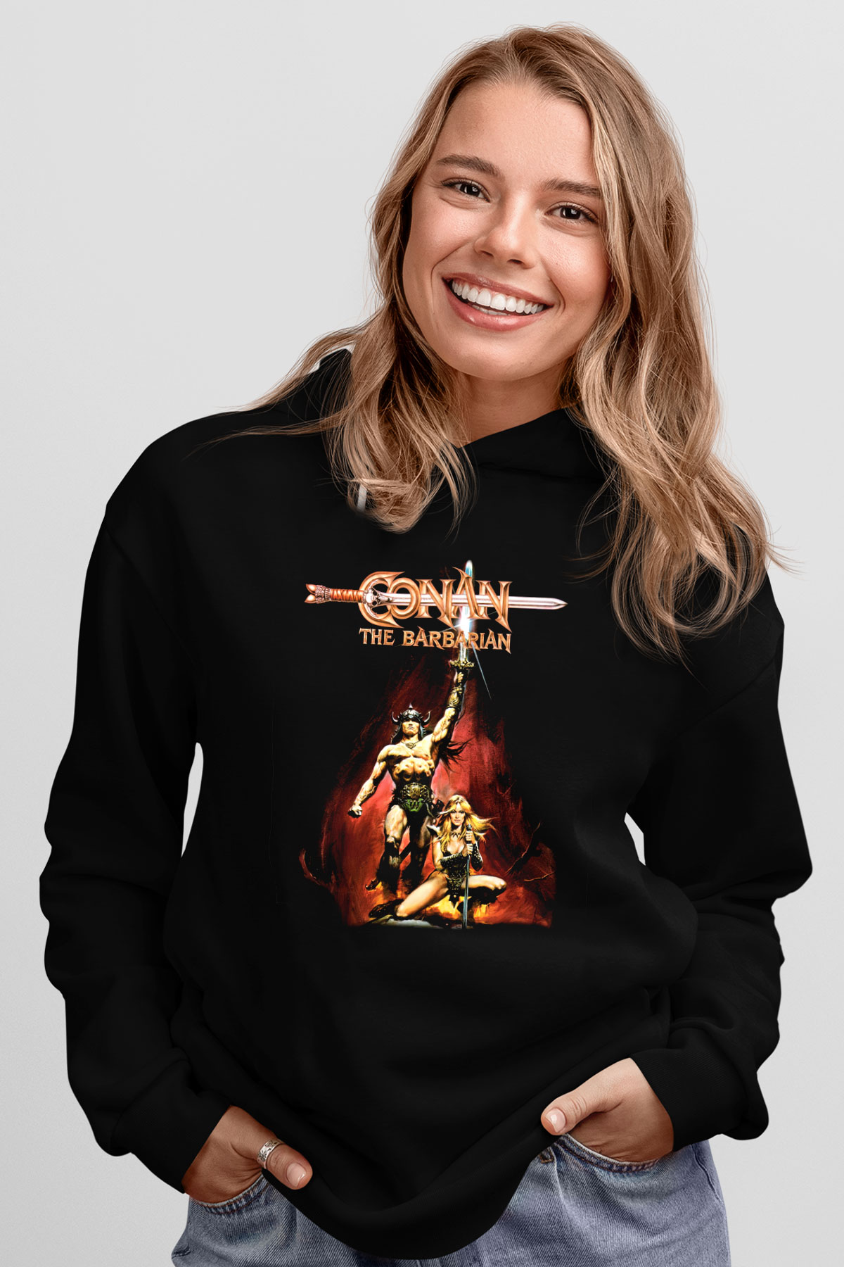 Conan The Barbarian Siyah Unisex Kapüşonlu Sweatshirt