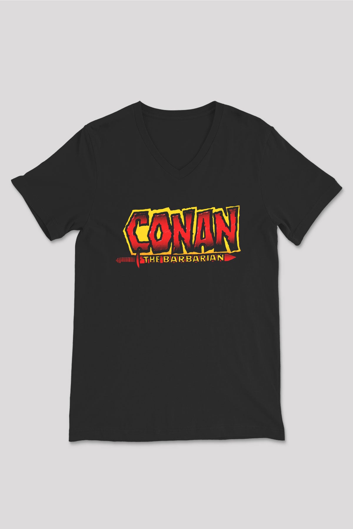 Conan the Barbarian Siyah Unisex V Yaka Tişört T-Shirt