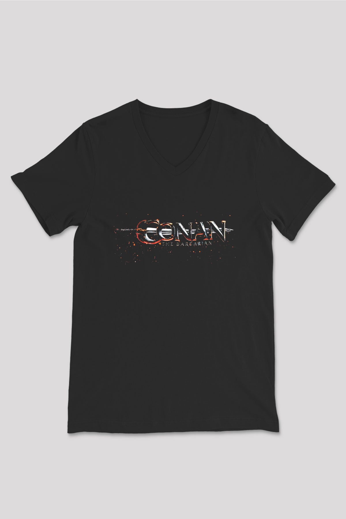 Conan the Barbarian Siyah Unisex V Yaka Tişört T-Shirt