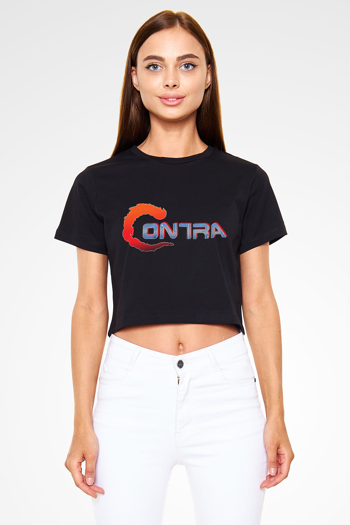 Contra Siyah Crop Top Tişört
