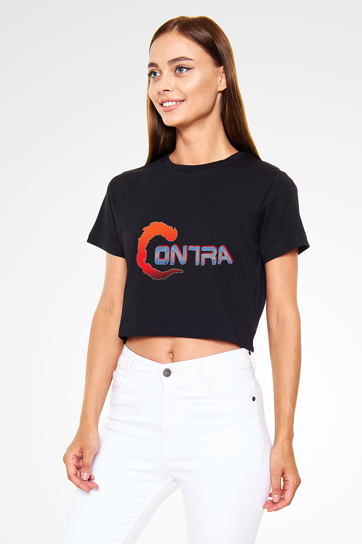 Contra Siyah Crop Top Tişört
