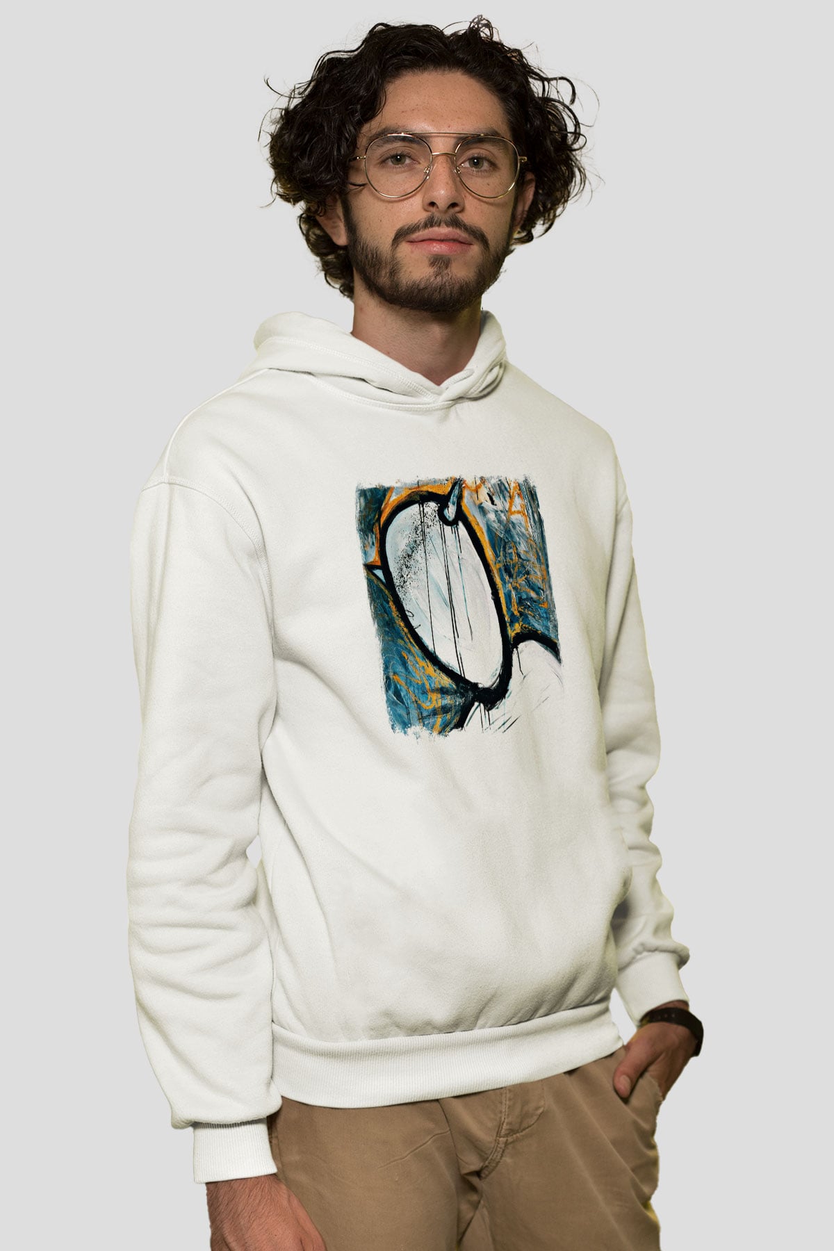 Converge Baskılı Unisex Beyaz Hoodie