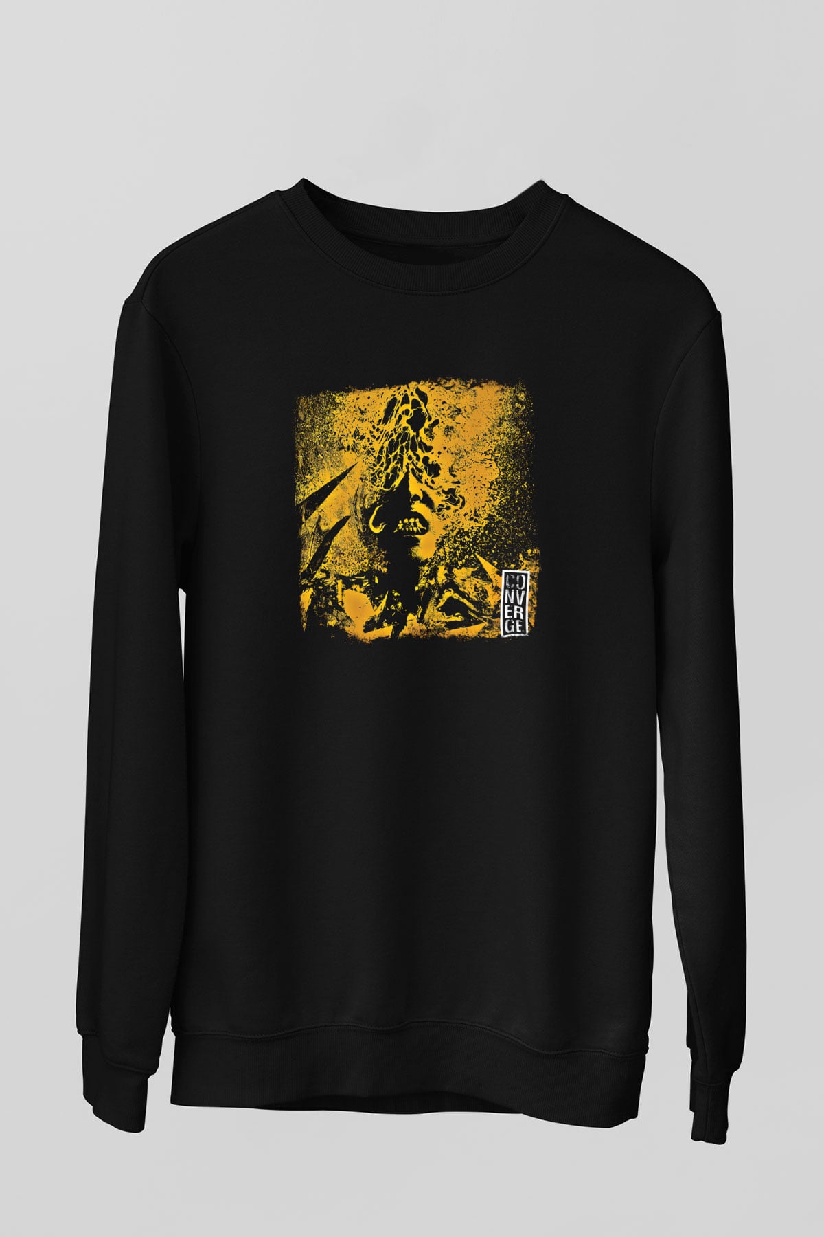 Converge Baskılı Unisex Siyah Sweatshirt