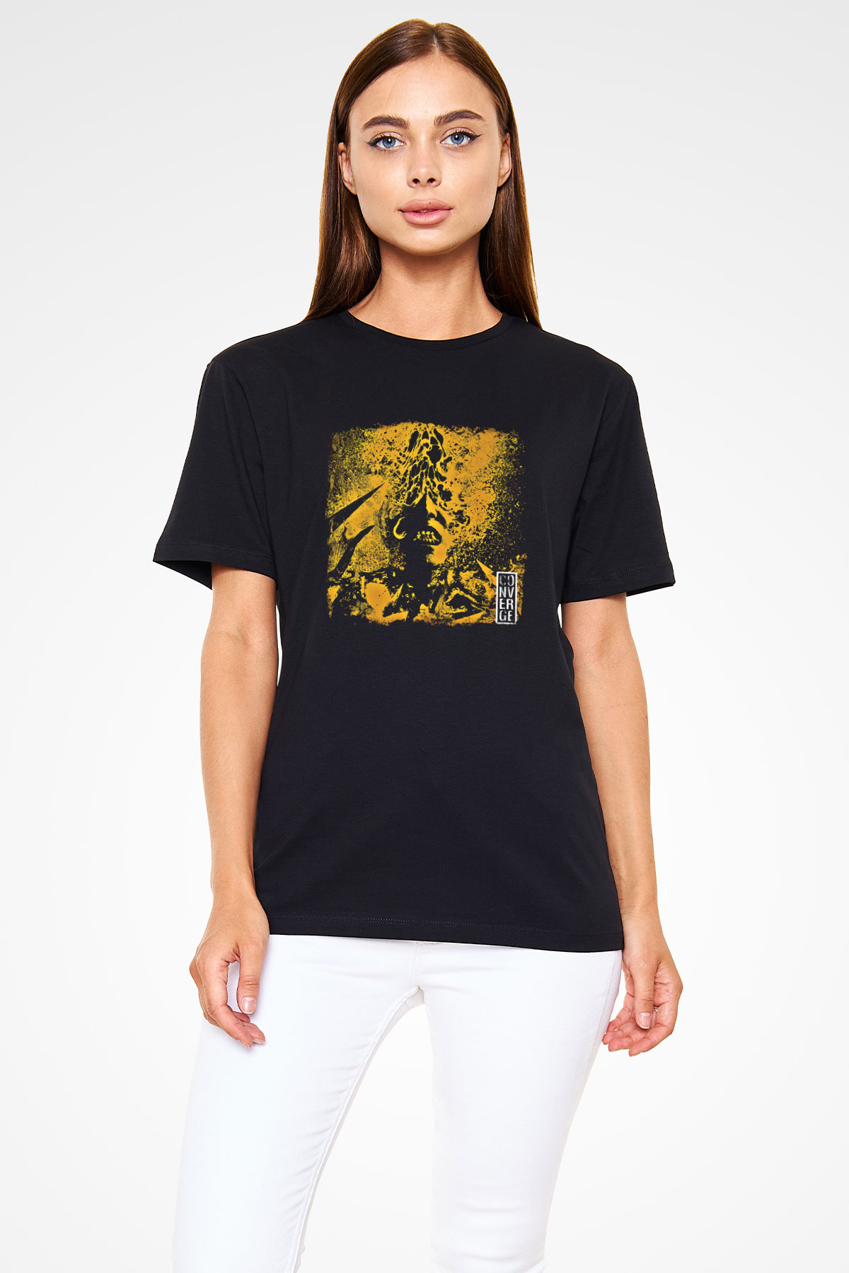 Converge Baskılı Unisex Siyah Tişört
