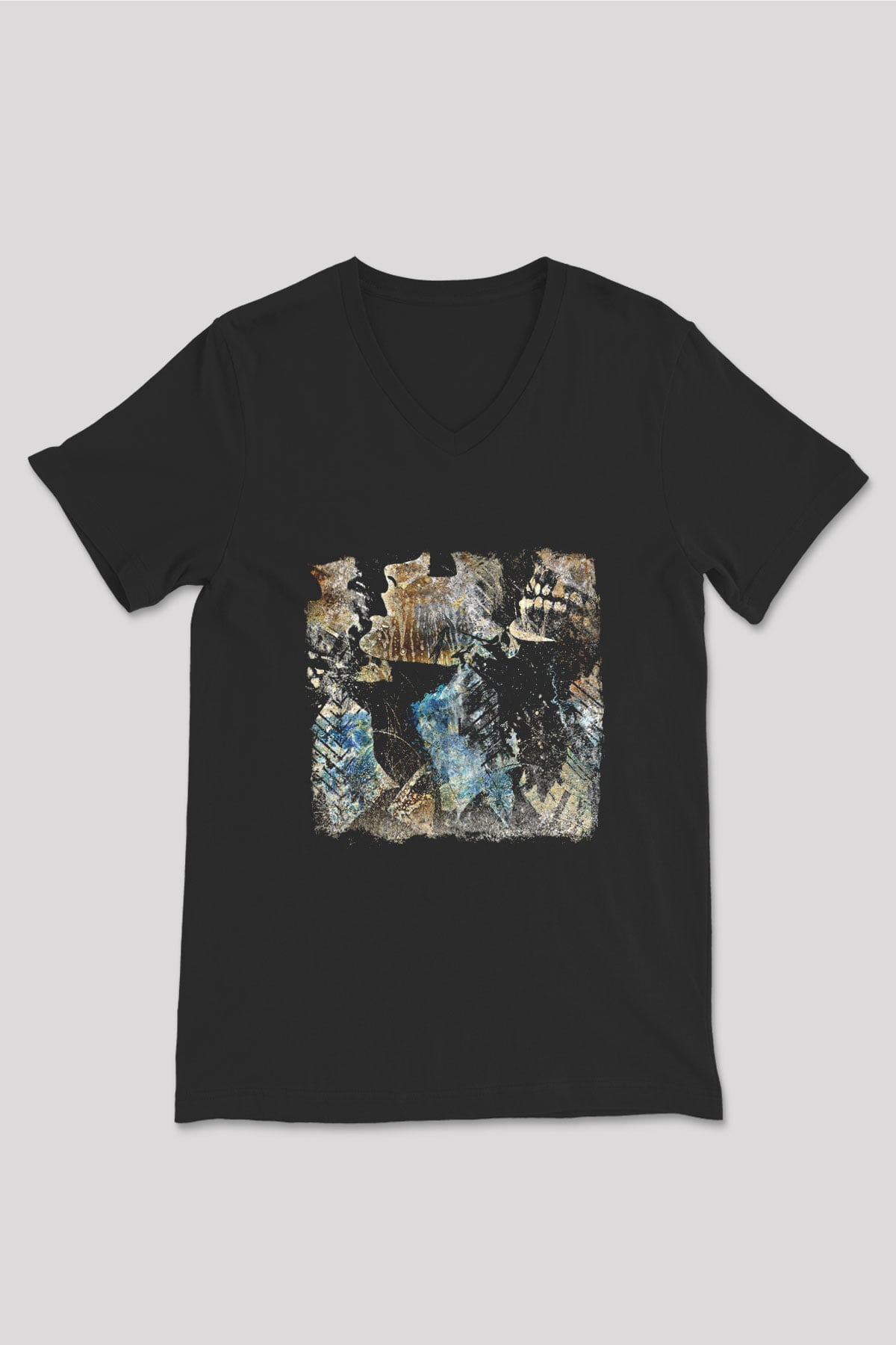 Converge Baskılı Unisex Siyah V Yaka Tişört