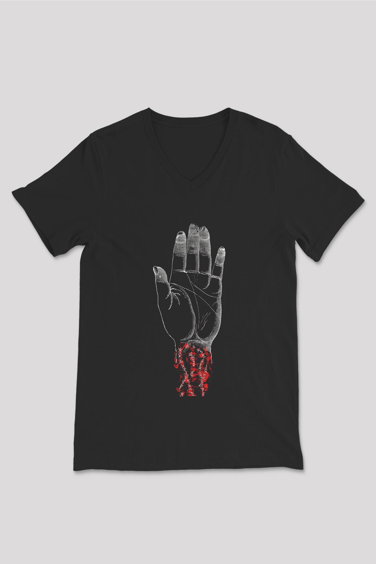 Converge Baskılı Unisex Siyah V Yaka Tişört