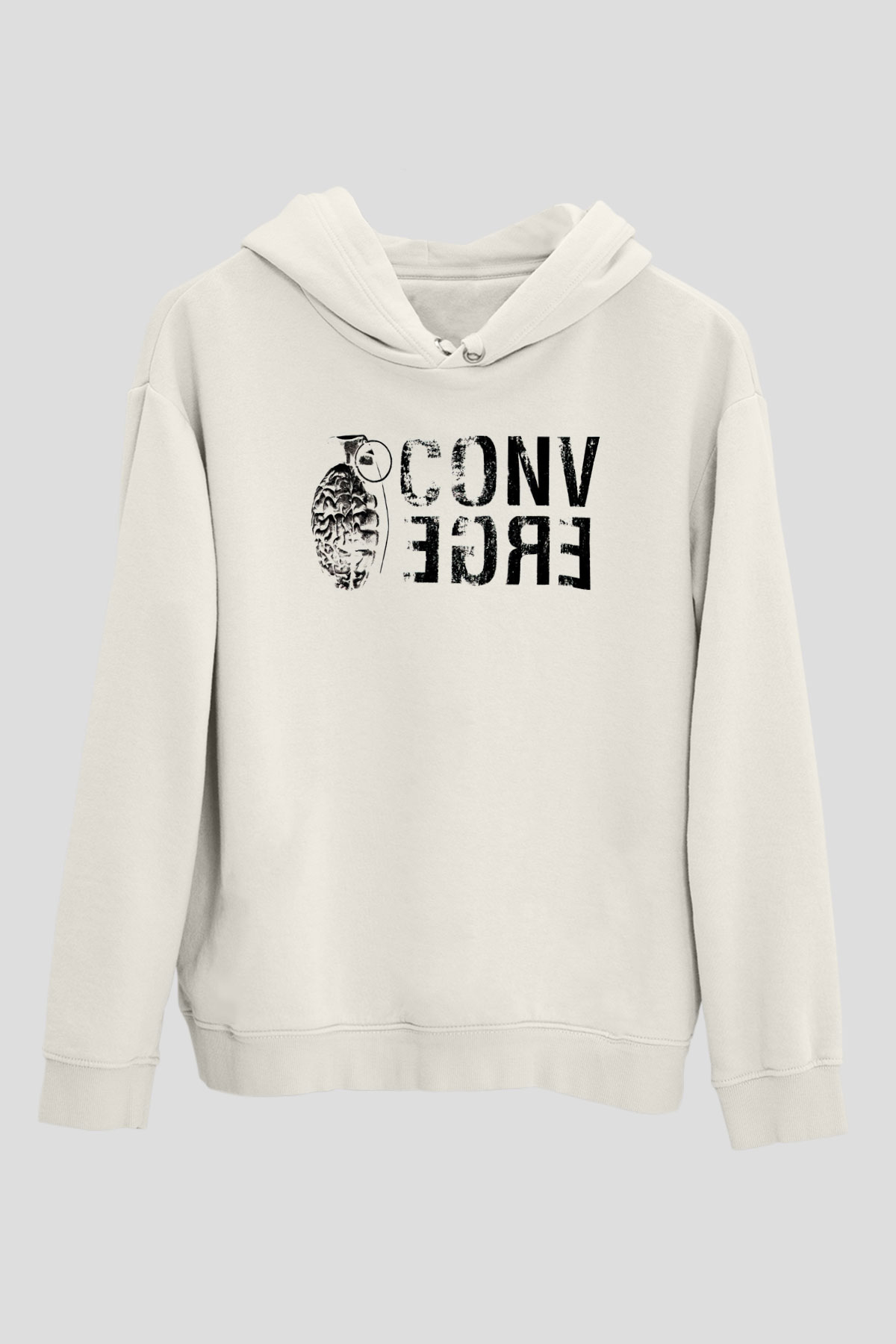 Converge Beyaz Unisex Kapüşonlu Sweatshirt