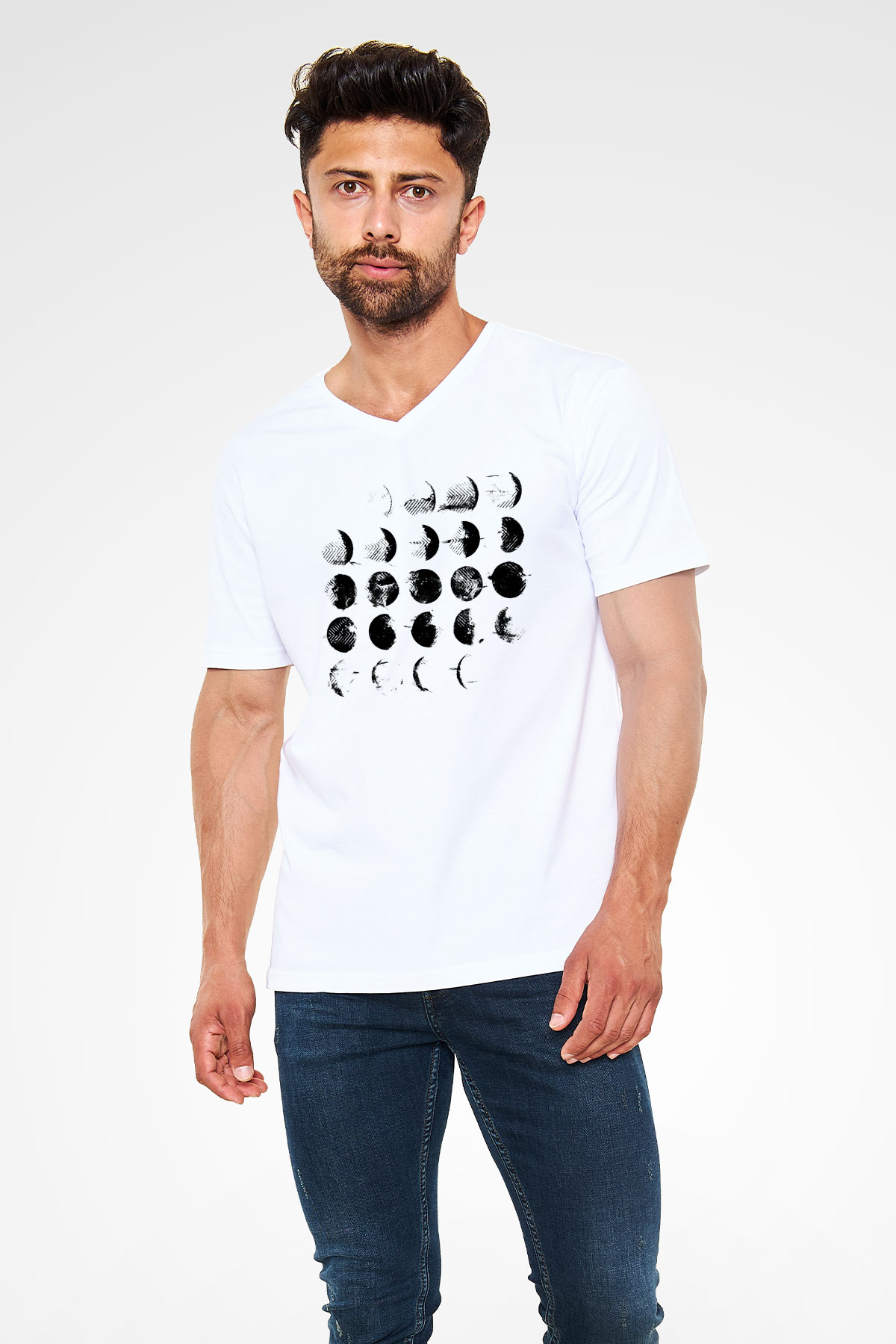 Converge Beyaz Unisex V Yaka Tişört T-Shirt