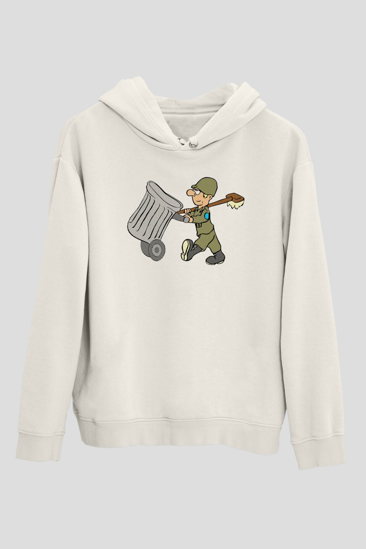 Çöpçü Beyaz Unisex Kapüşonlu Sweatshirt