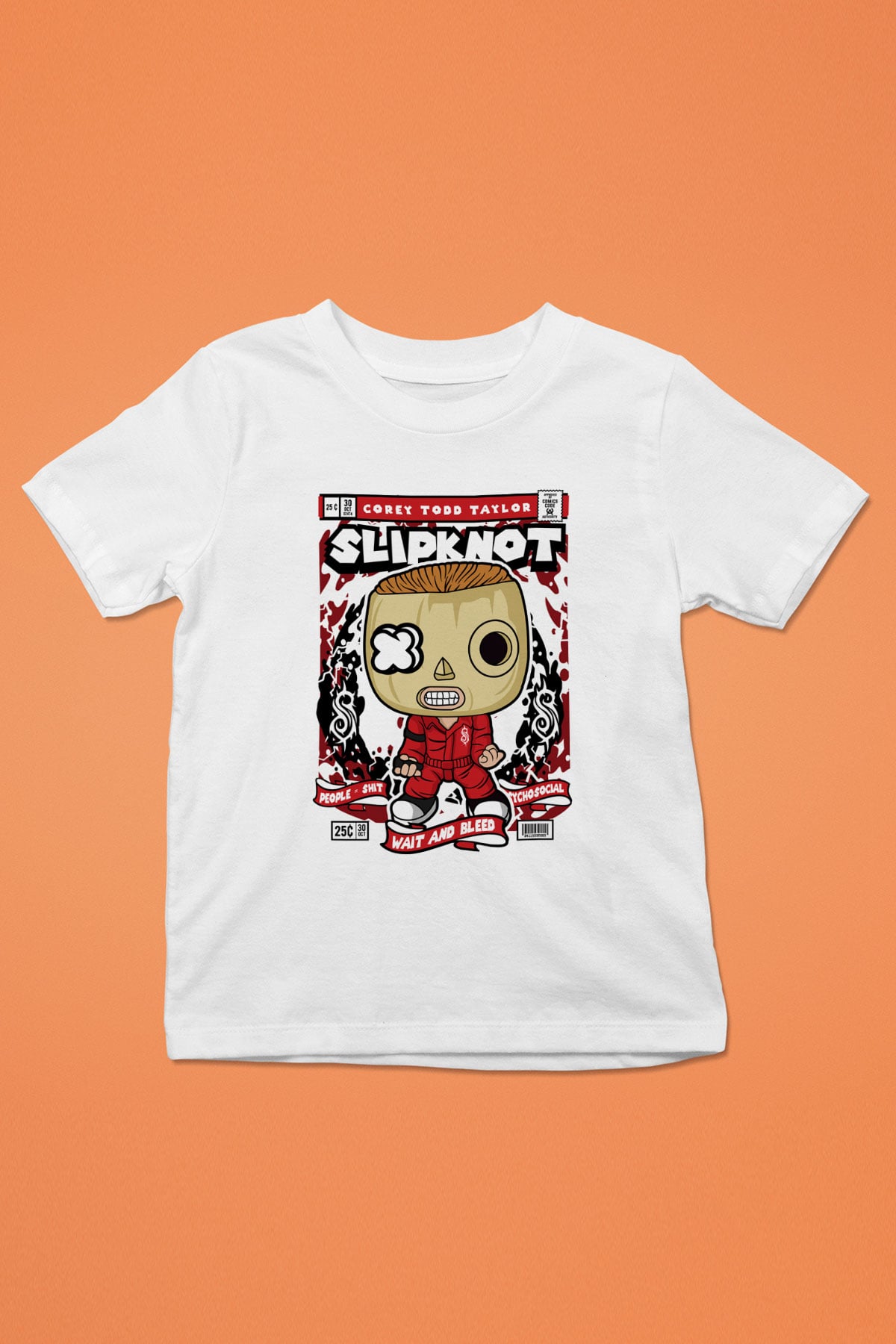 Corey Taylor Slipknot Baskılı Unisex Beyaz Çocuk Tişört