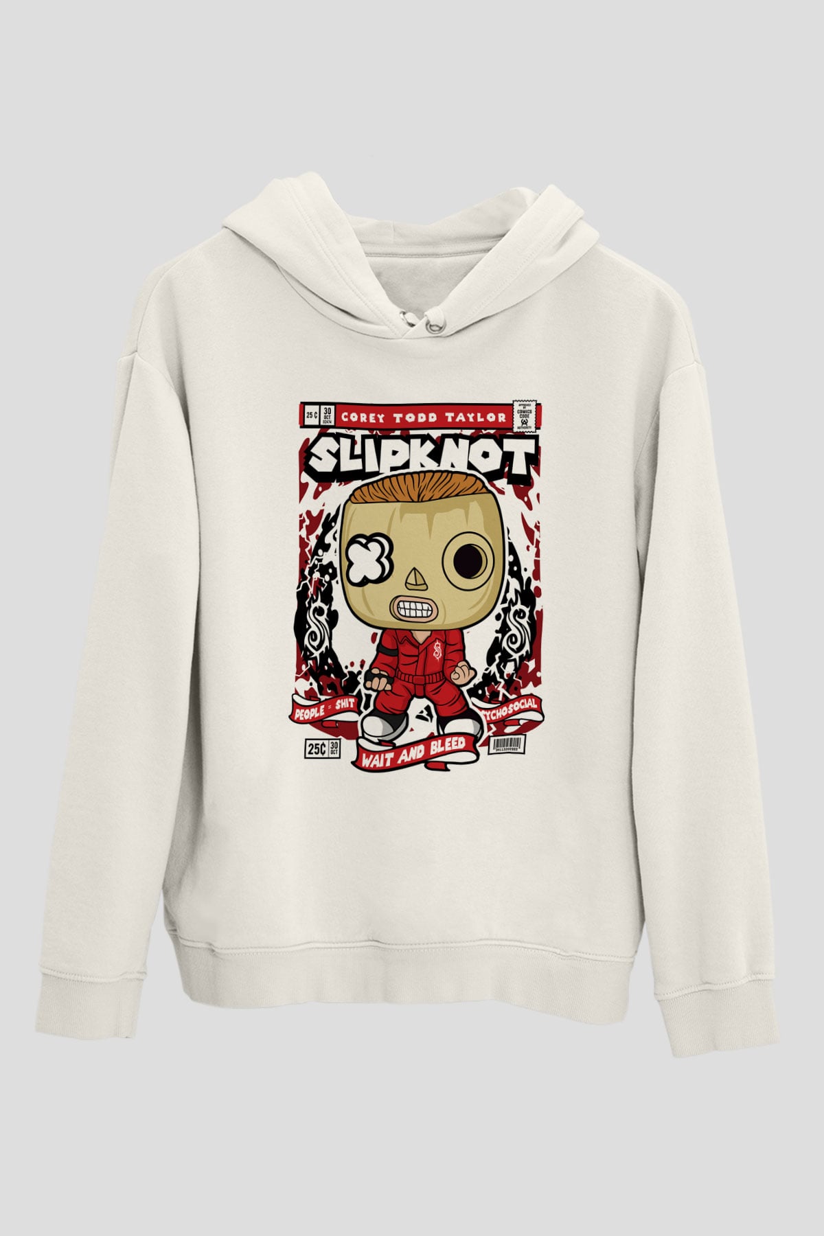 Corey Taylor Slipknot Baskılı Unisex Beyaz Hoodie