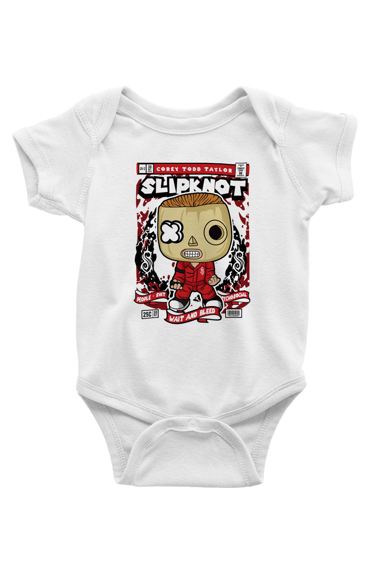 Corey Taylor Slipknot Baskılı Unisex Beyaz Bebek Body - Zıbın