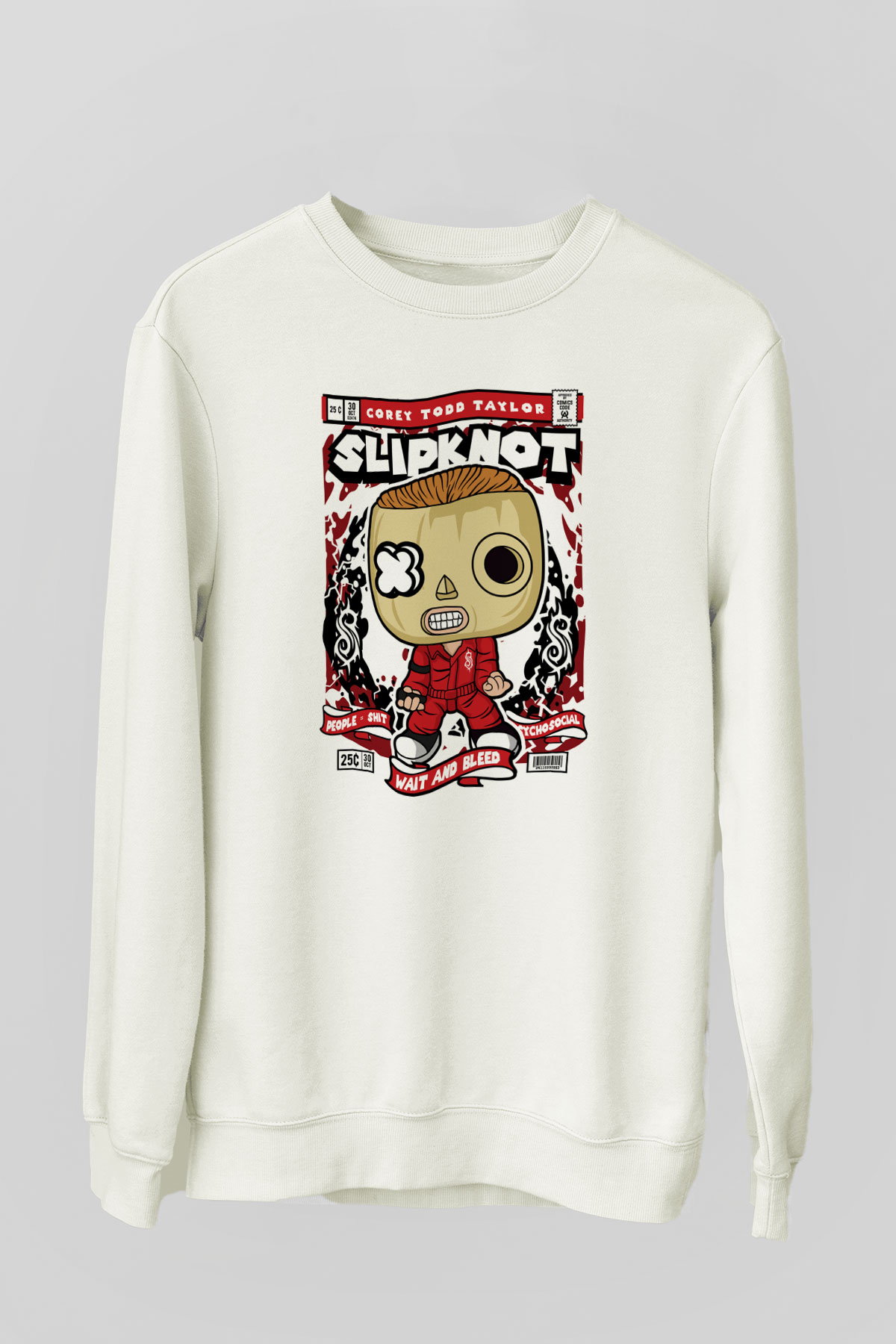 Corey Taylor Slipknot Baskılı Unisex Beyaz Sweatshirt