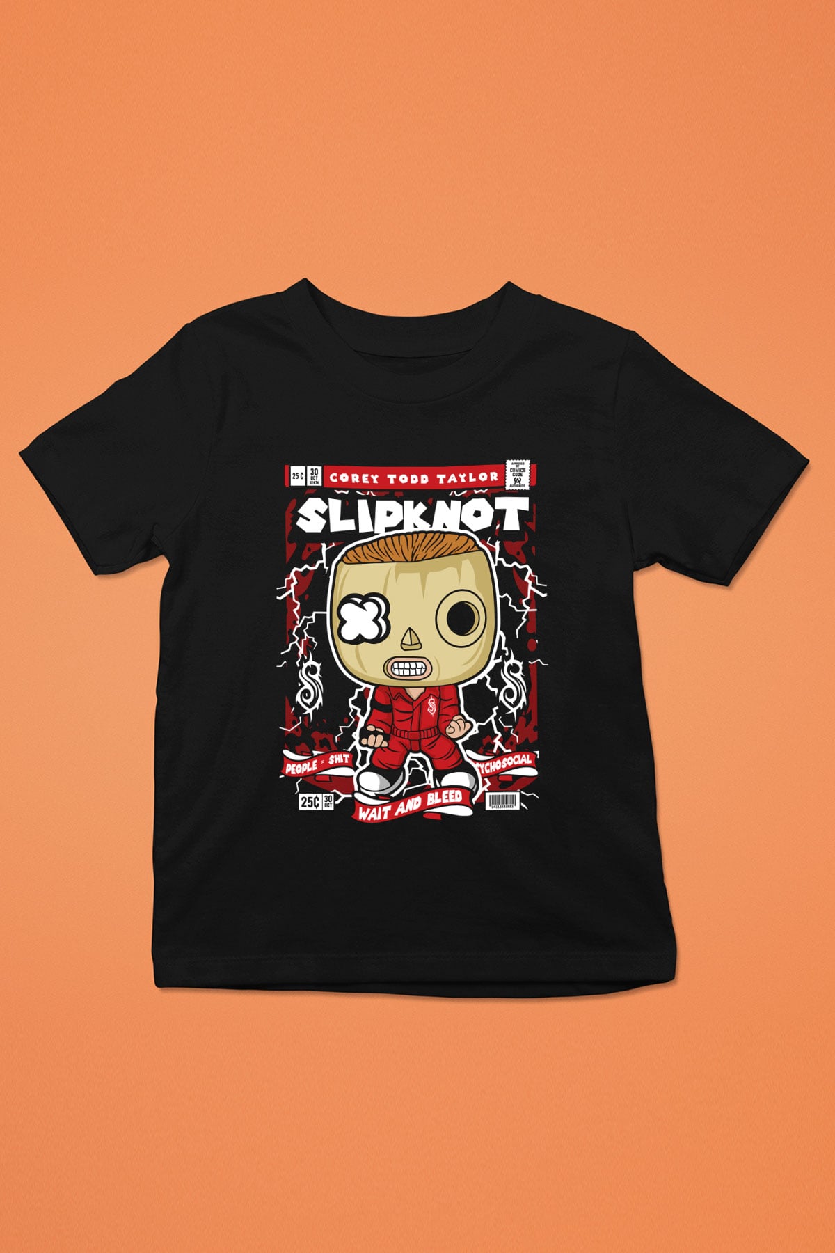 Corey Taylor Slipknot Baskılı Unisex Siyah Çocuk Tişört