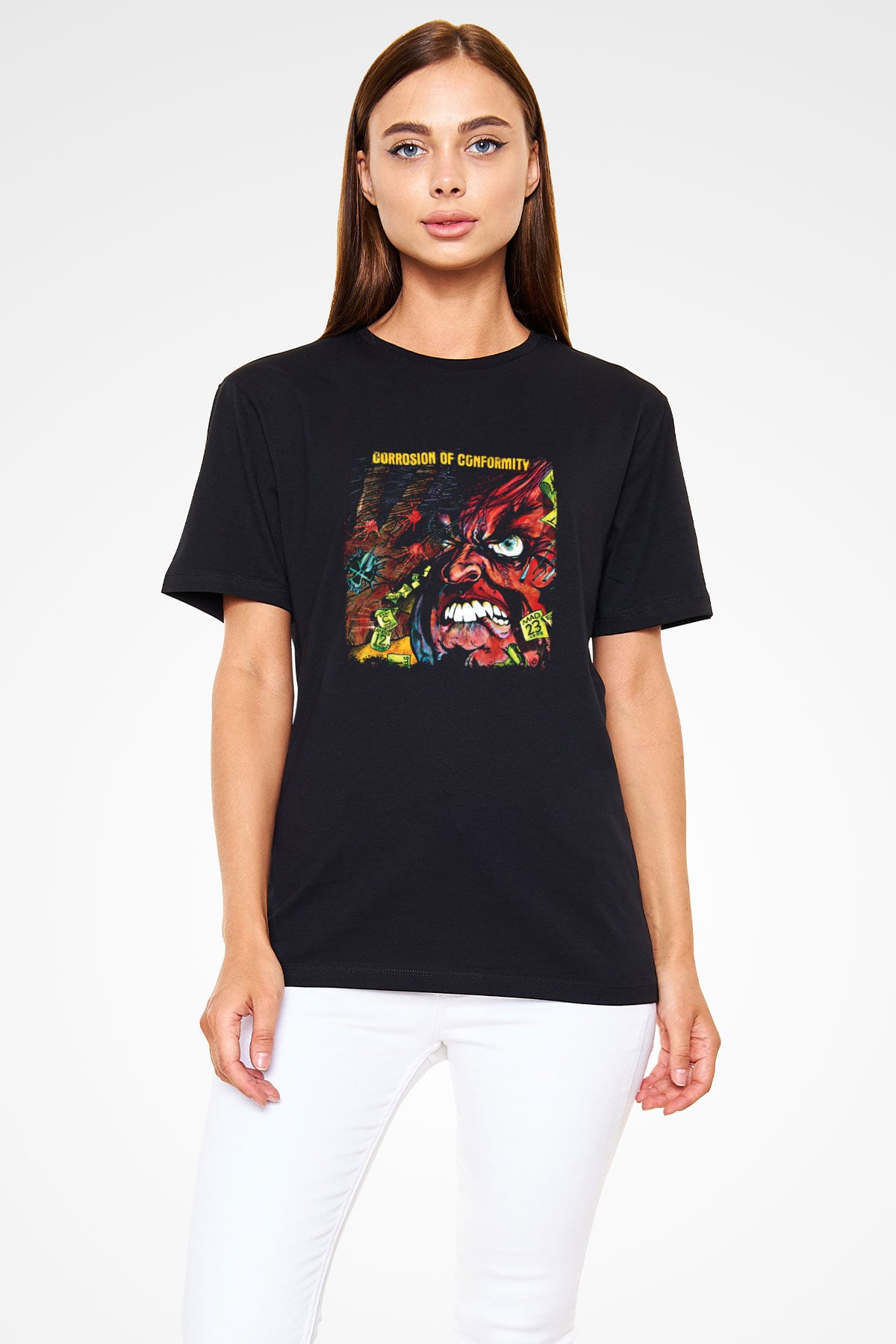Corrosion of Conformity Baskılı Unisex Siyah Tişört