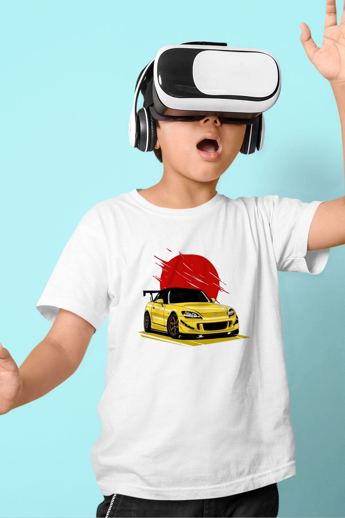 Corvette Baskılı Unisex Beyaz  Çocuk Tişört
