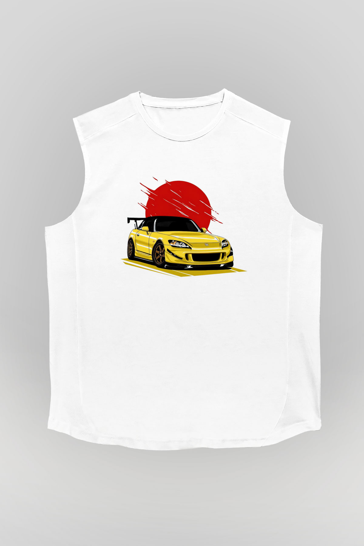 Corvette Baskılı Unisex Beyaz  Kolsuz Tişört