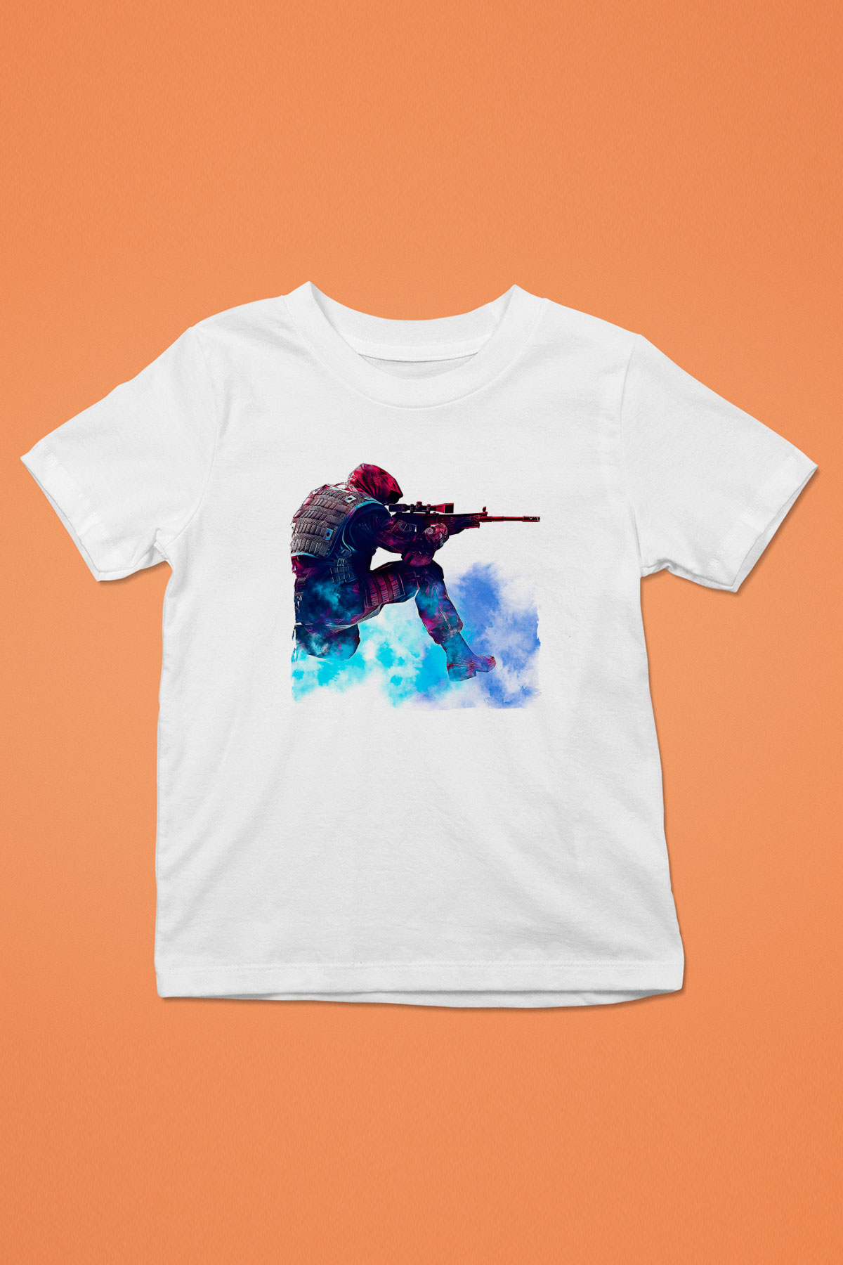 Counter Strike Baskılı Beyaz Unisex Beyaz Çocuk Tişört - Tshirt