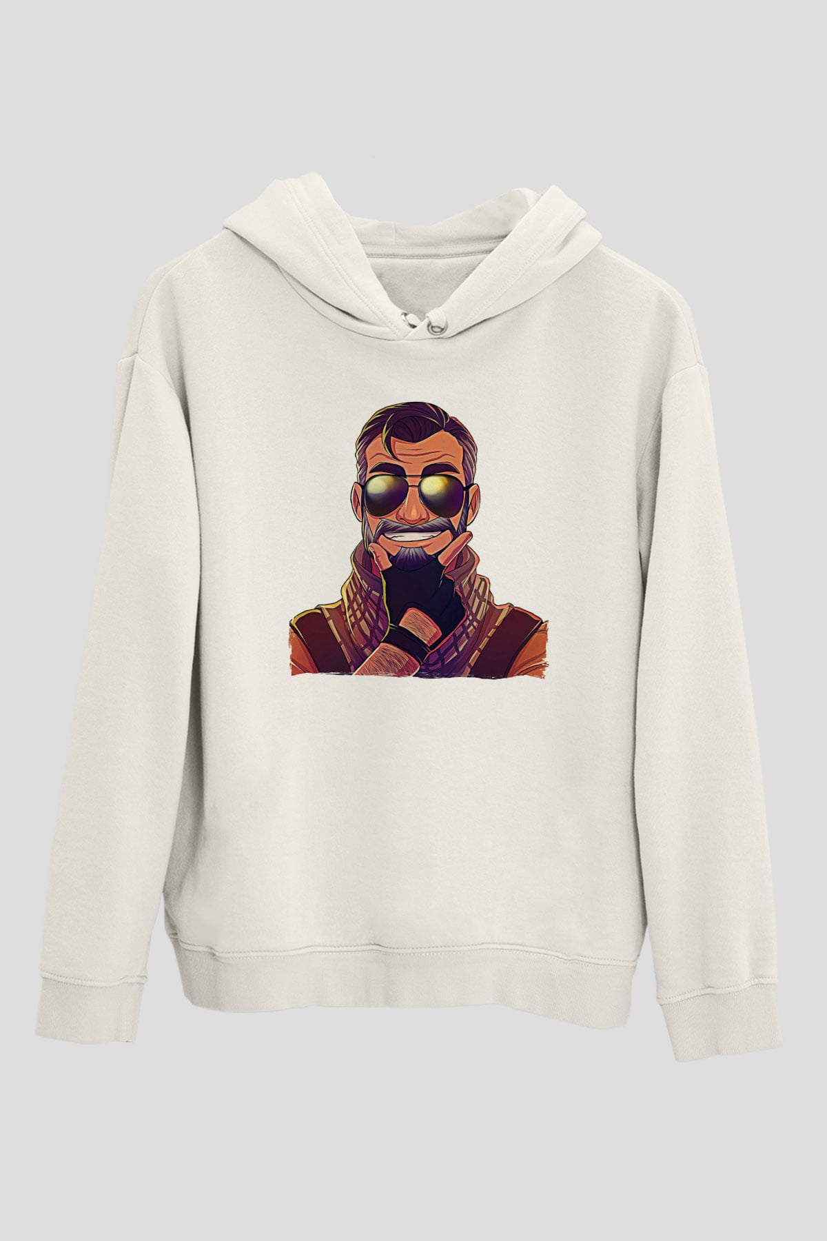 Counter Strike Baskılı Beyaz Unisex Kapüşonlu Sweatshirt