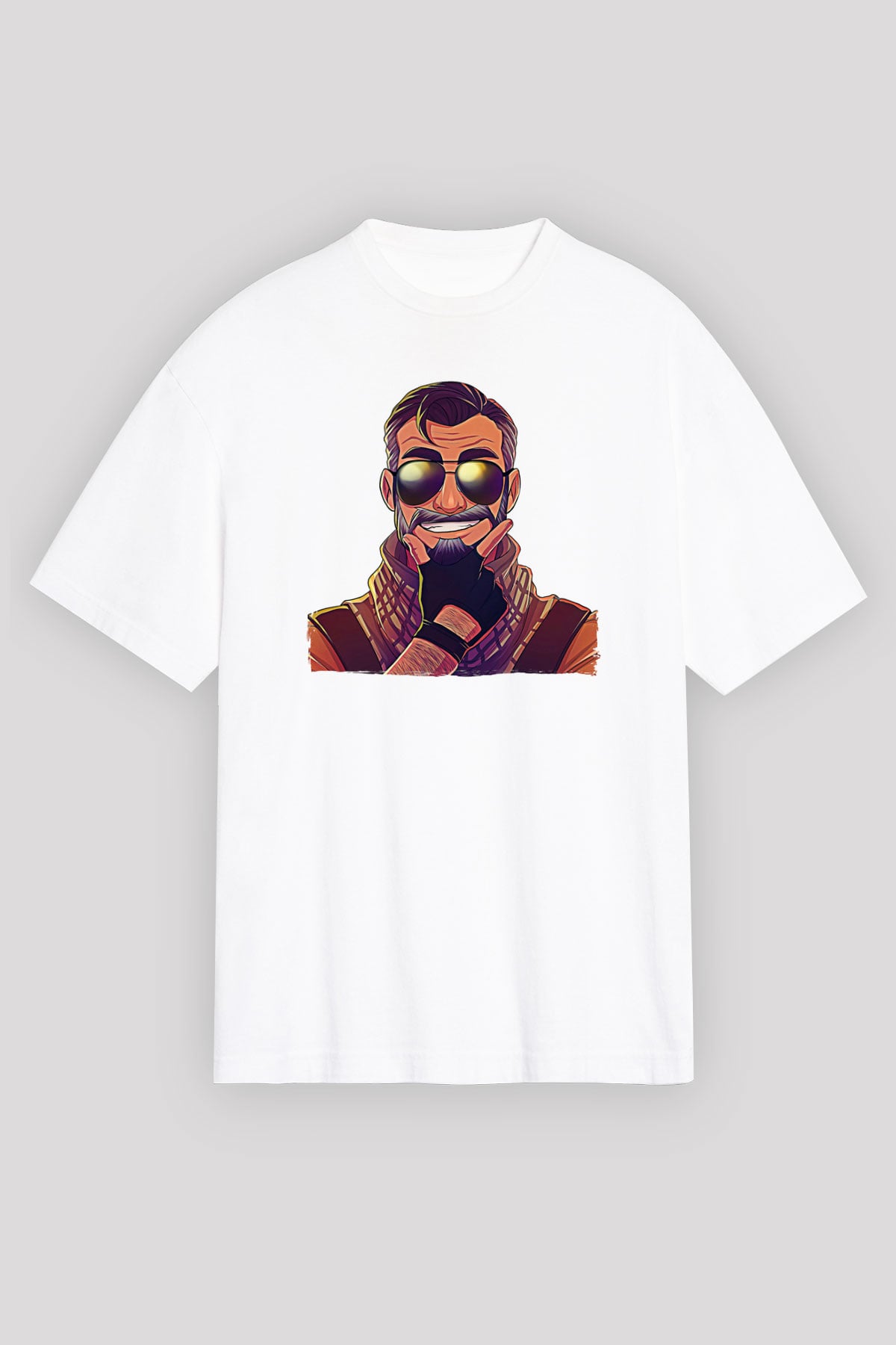 Counter Strike Baskılı Beyaz Unisex Oversize Tişört - Tshirt