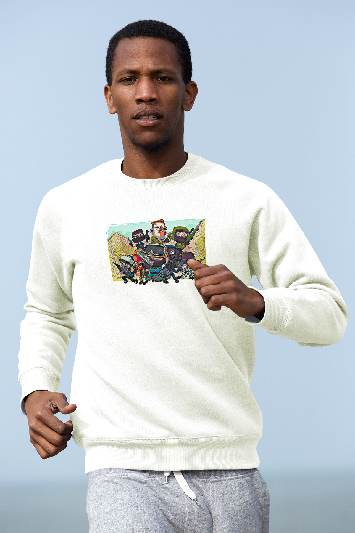 Counter Strike Baskılı Beyaz Unisex Sweatshirt